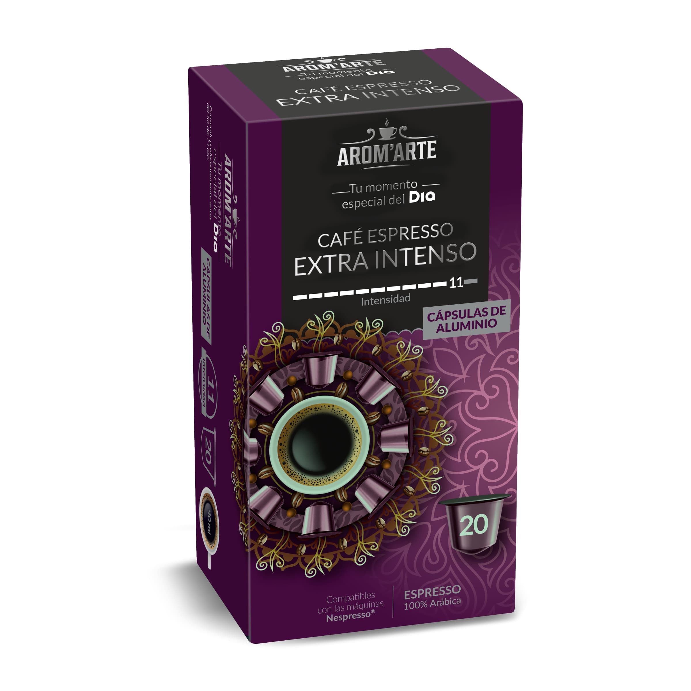 Cápsulas de café extra intenso Dia Arom'arte 20 unidades