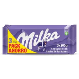 Chocolate con leche Milka 3 x 90 g