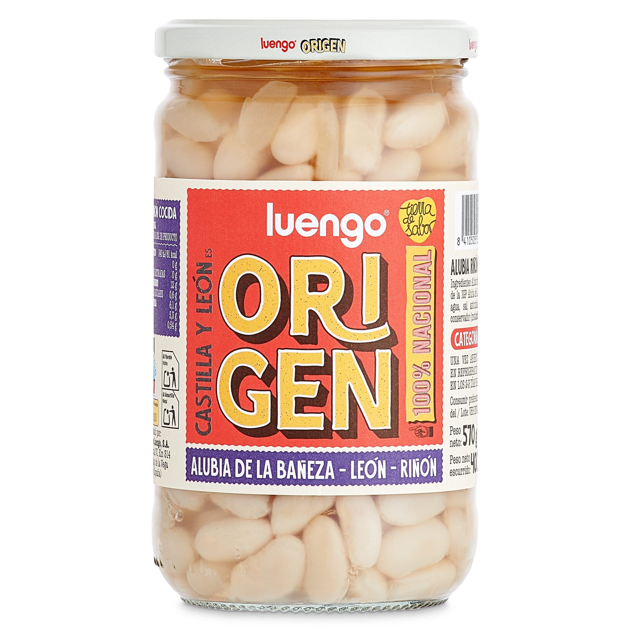 Alubias de la bañeza cocidas Luengo frasco 400 g