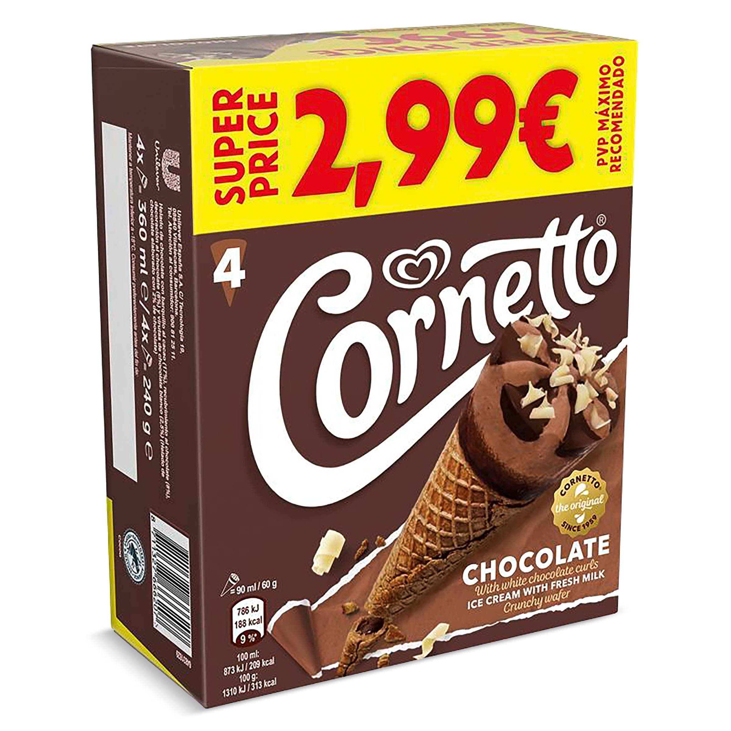 Cornetto de chocolate 4 x 60 g