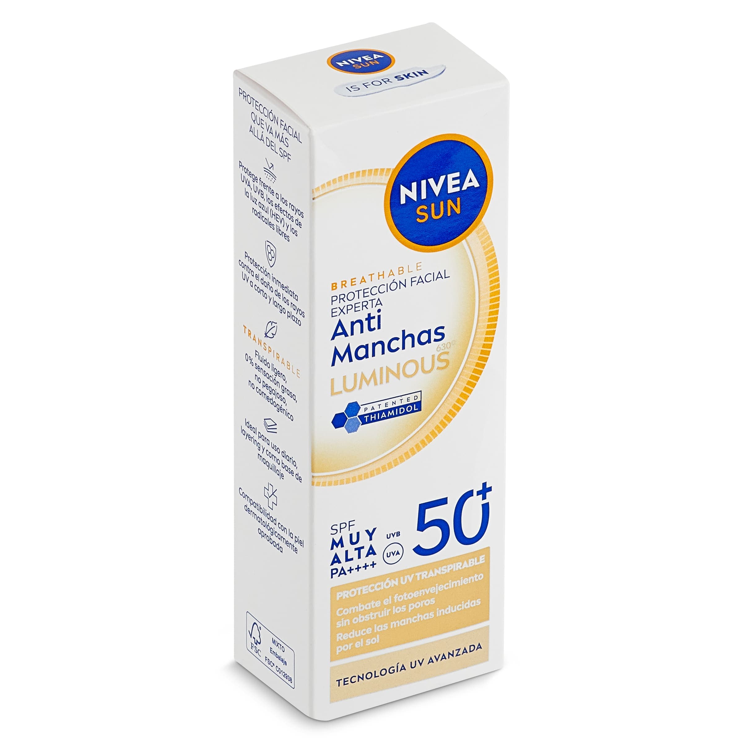 Protector solar facial SPF 50+ antimanchas Nivea Sun 40 ml