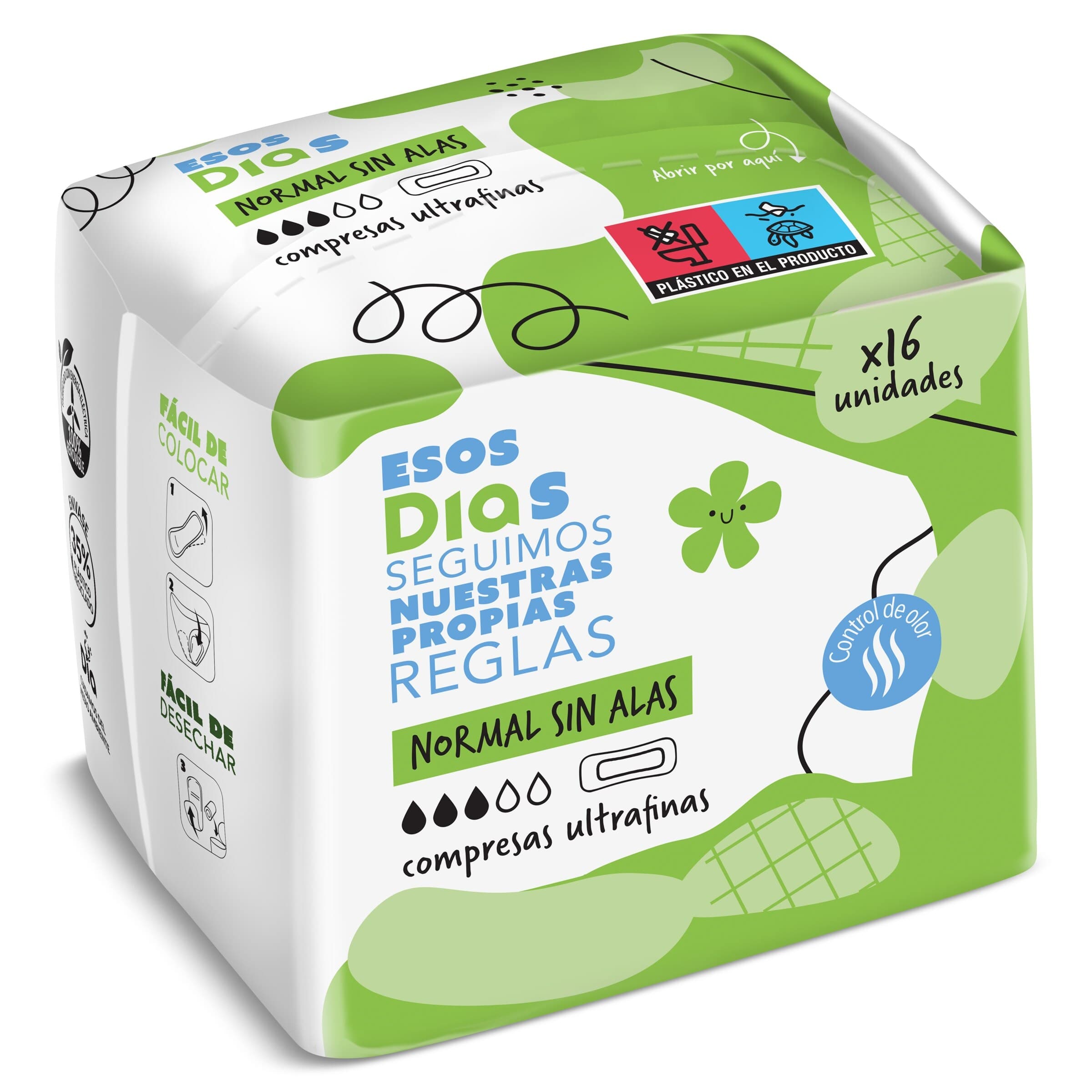 Compresas ultrafina normal sin alas Esos Dias bolsa 16 unidades
