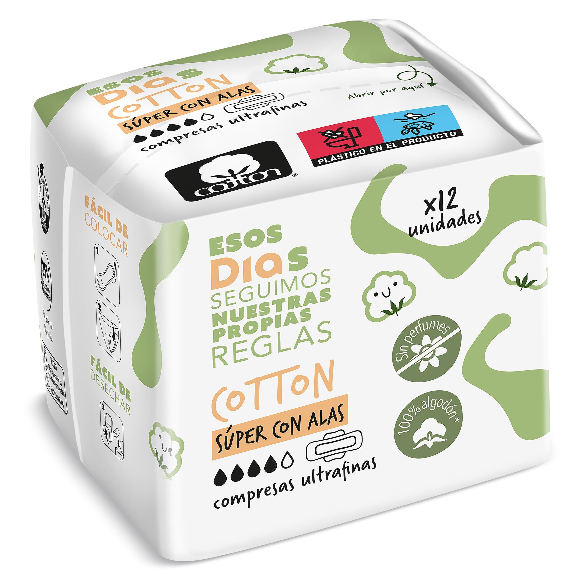 Compresas ultrafinas algodón súper con alas Esos Dias bolsa 12 unidades