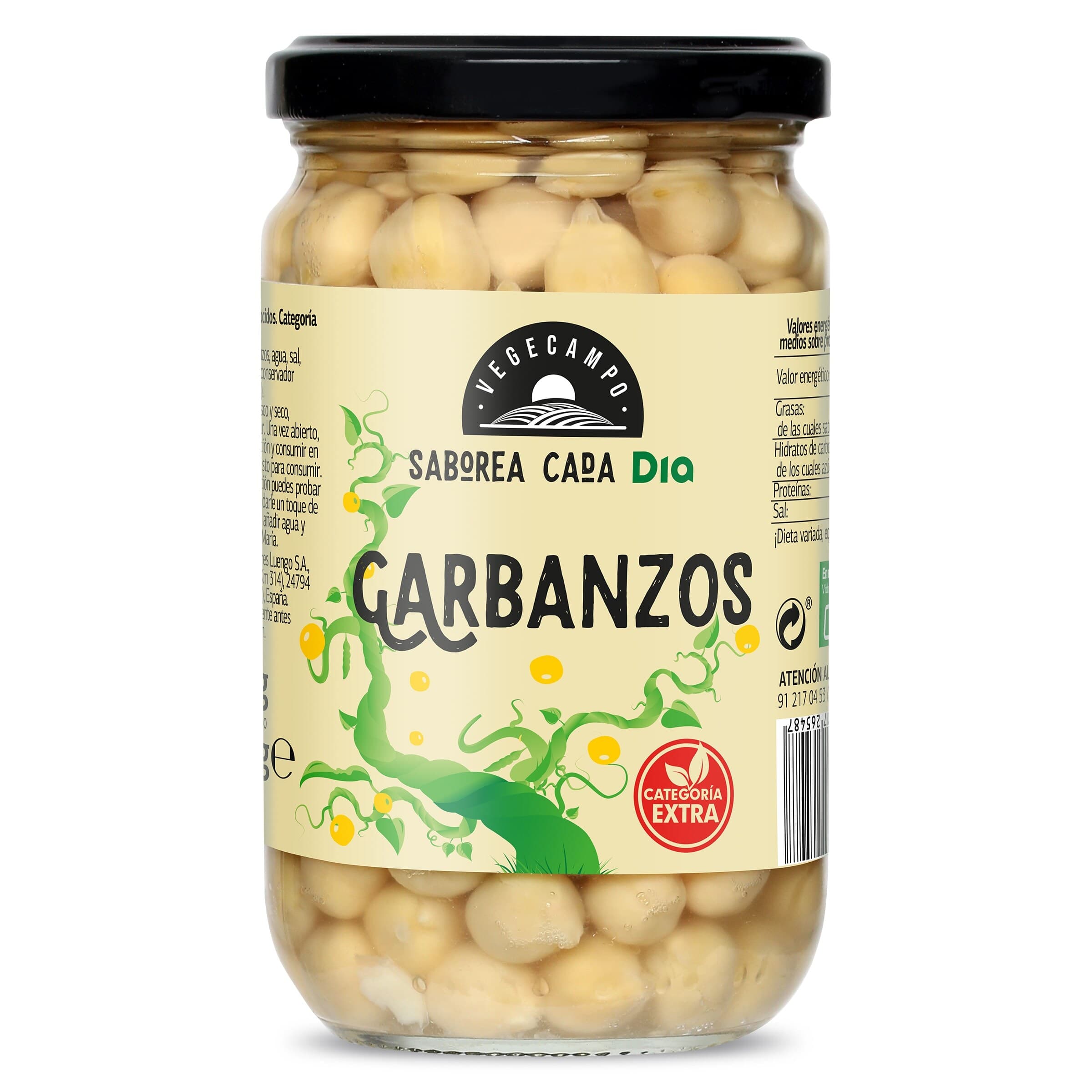 Garbanzos cocidos extra Dia Vegecampo frasco 210 g