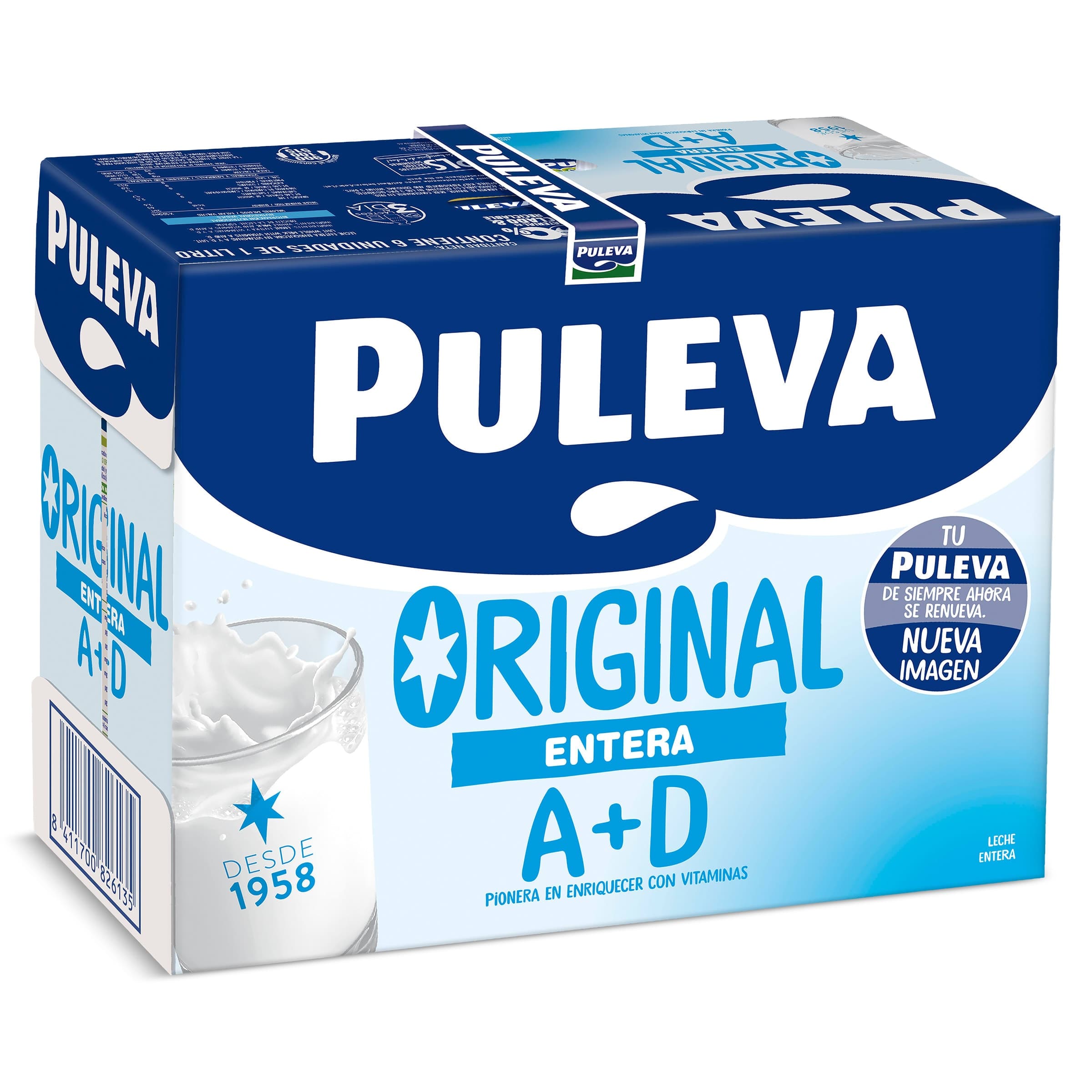 Leche entera Puleva pack 6 x 1 L