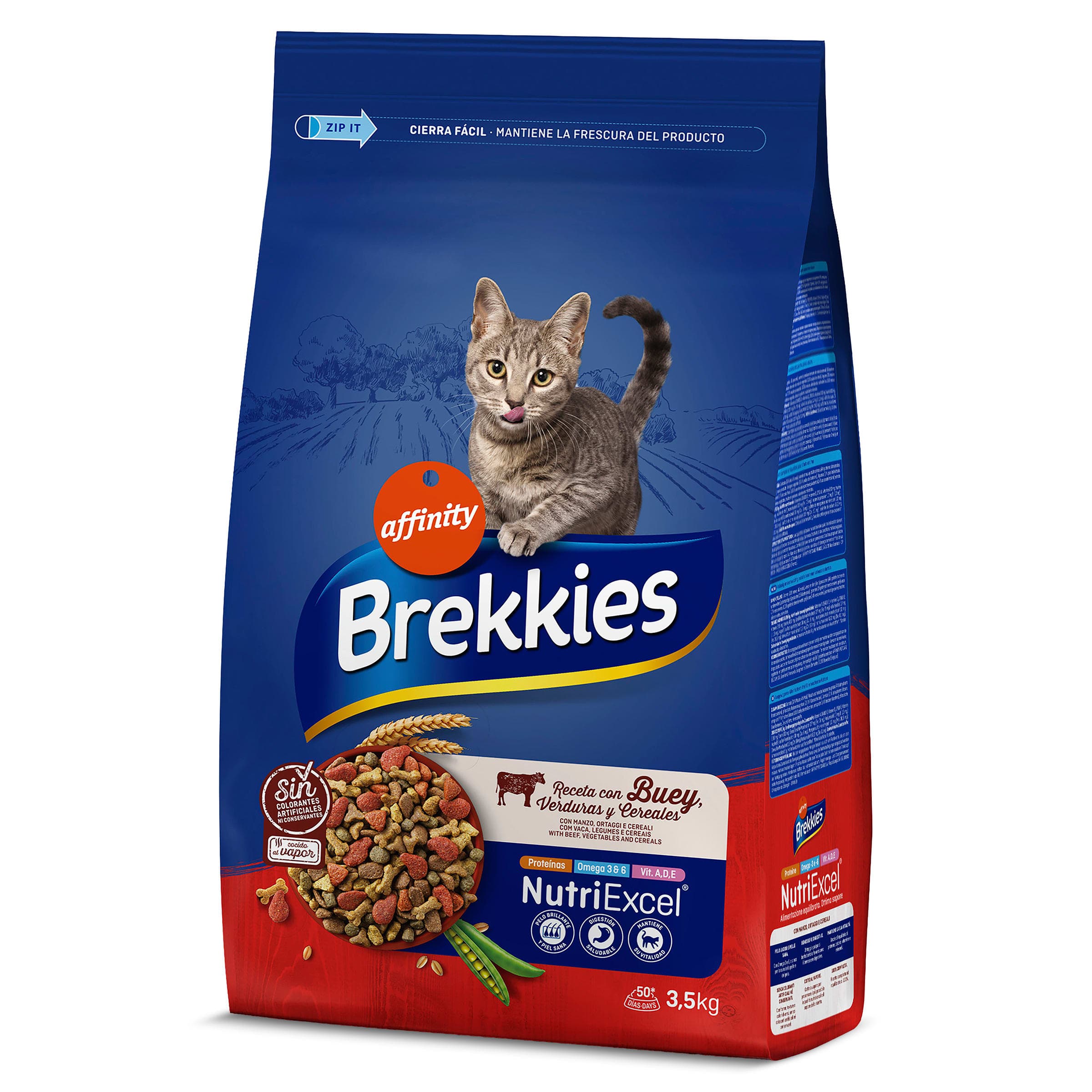 Alimento para gatos receta con buey Brekkies bolsa 3.5 Kg
