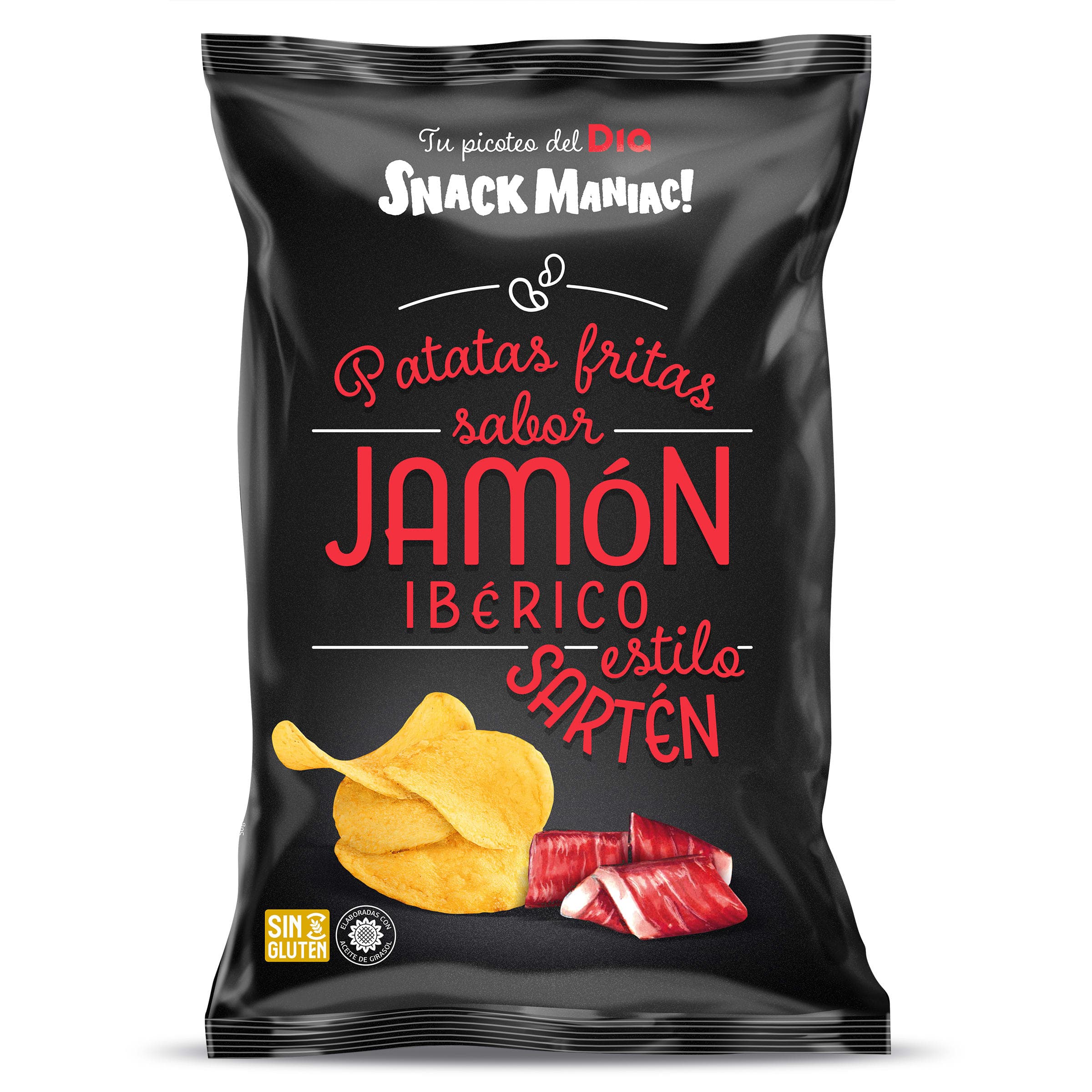 Patatas fritas sabor jamón ibérico Dia Snack Maniac 130 g