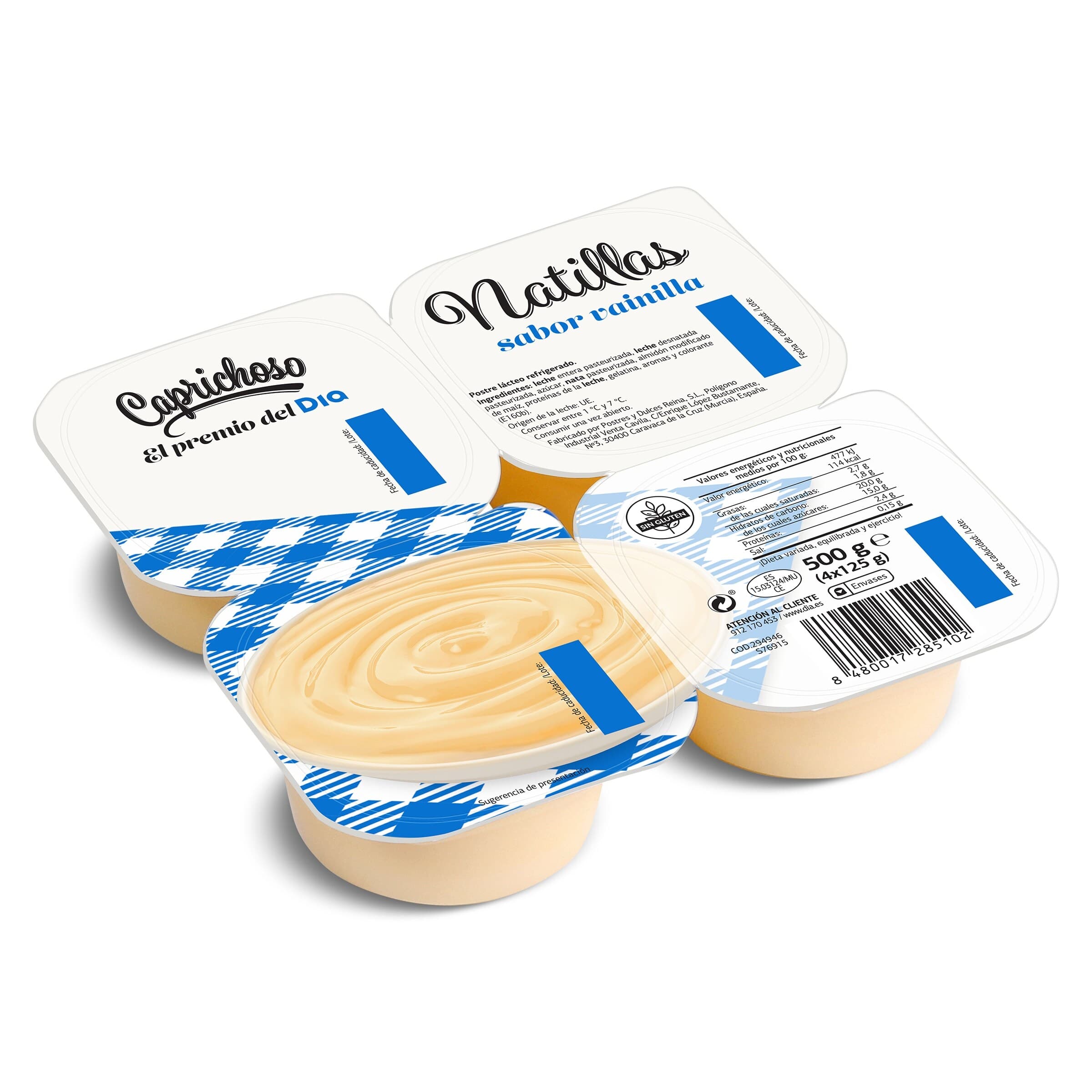 Natillas sabor vainilla Dia Caprichoso pack 4 x 125 g
