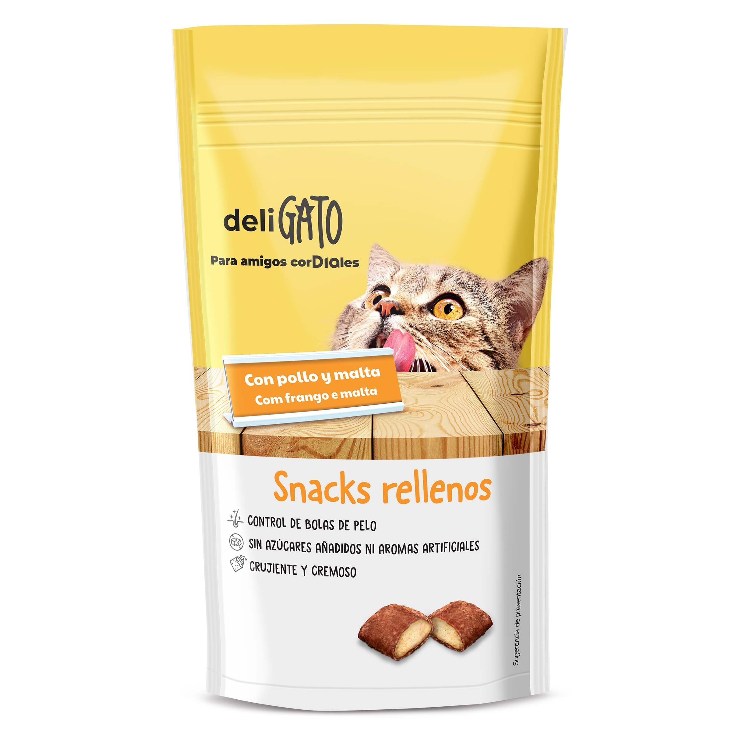 Snack para gatos rellenos con pollo y malta Deligato de Dia bolsa 60 g