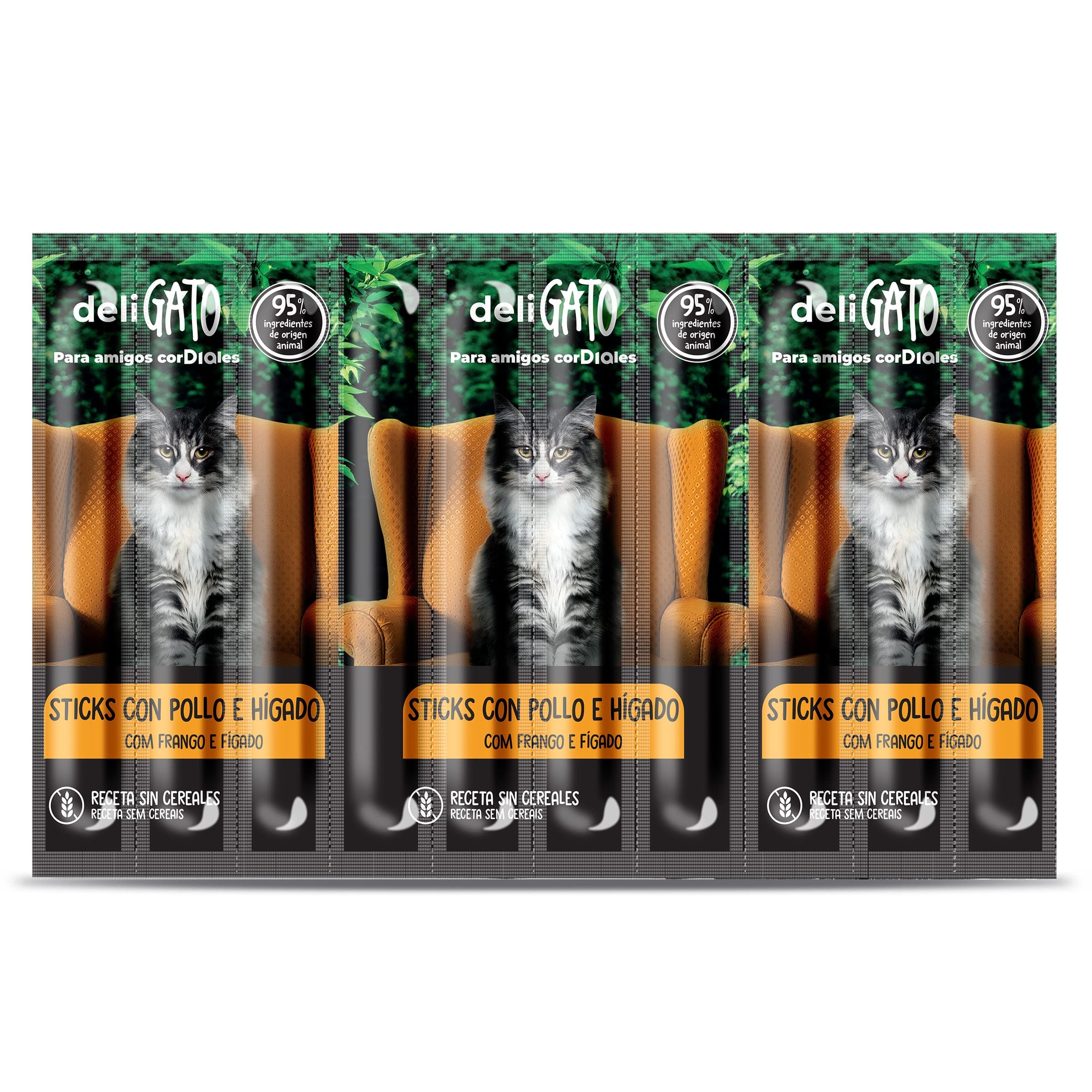 Snack para gatos sticks de pollo e hígado Deligato de Dia bolsa 10 x 5 g