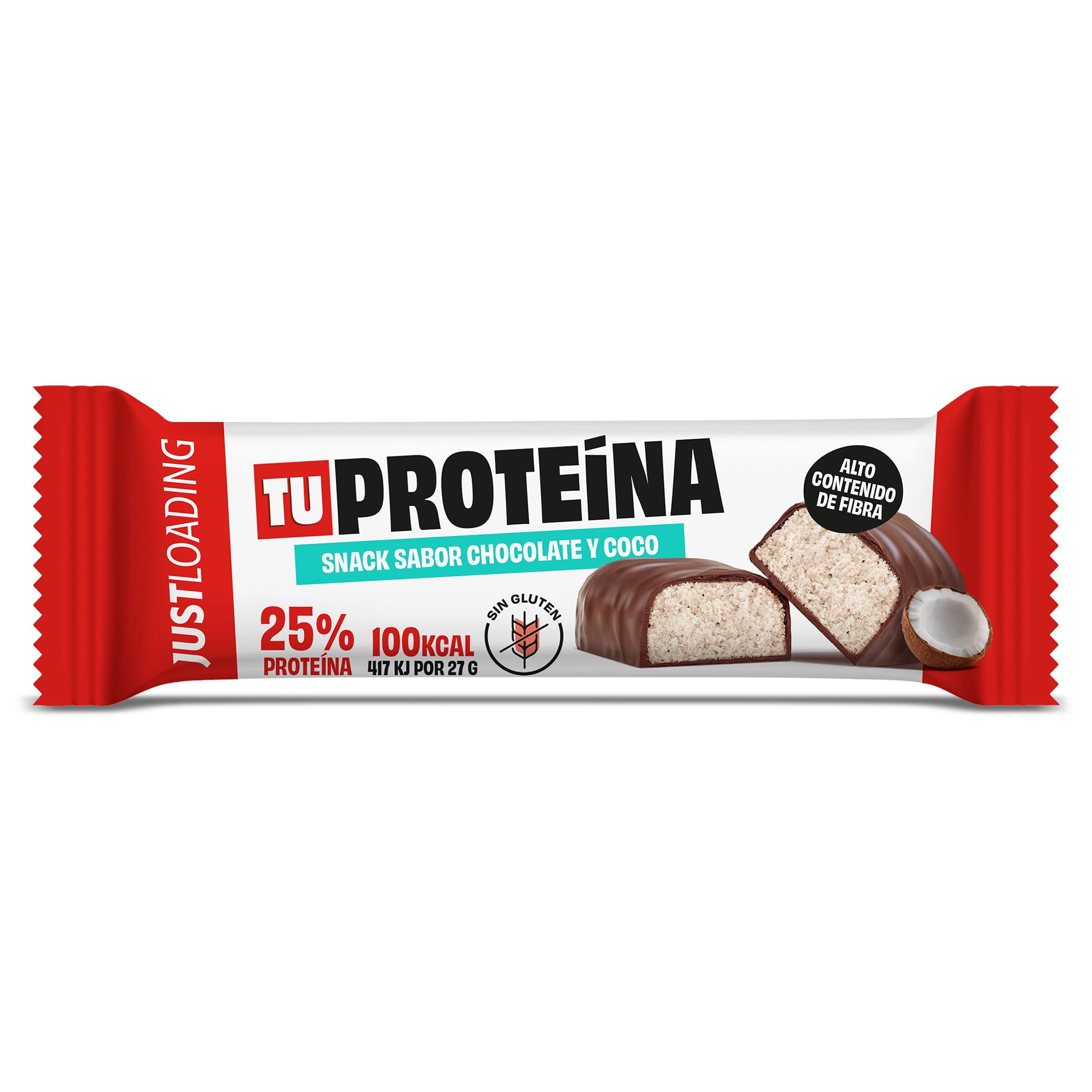 Barrita de proteínas de coco y chocolate Just loading bolsa 27 g