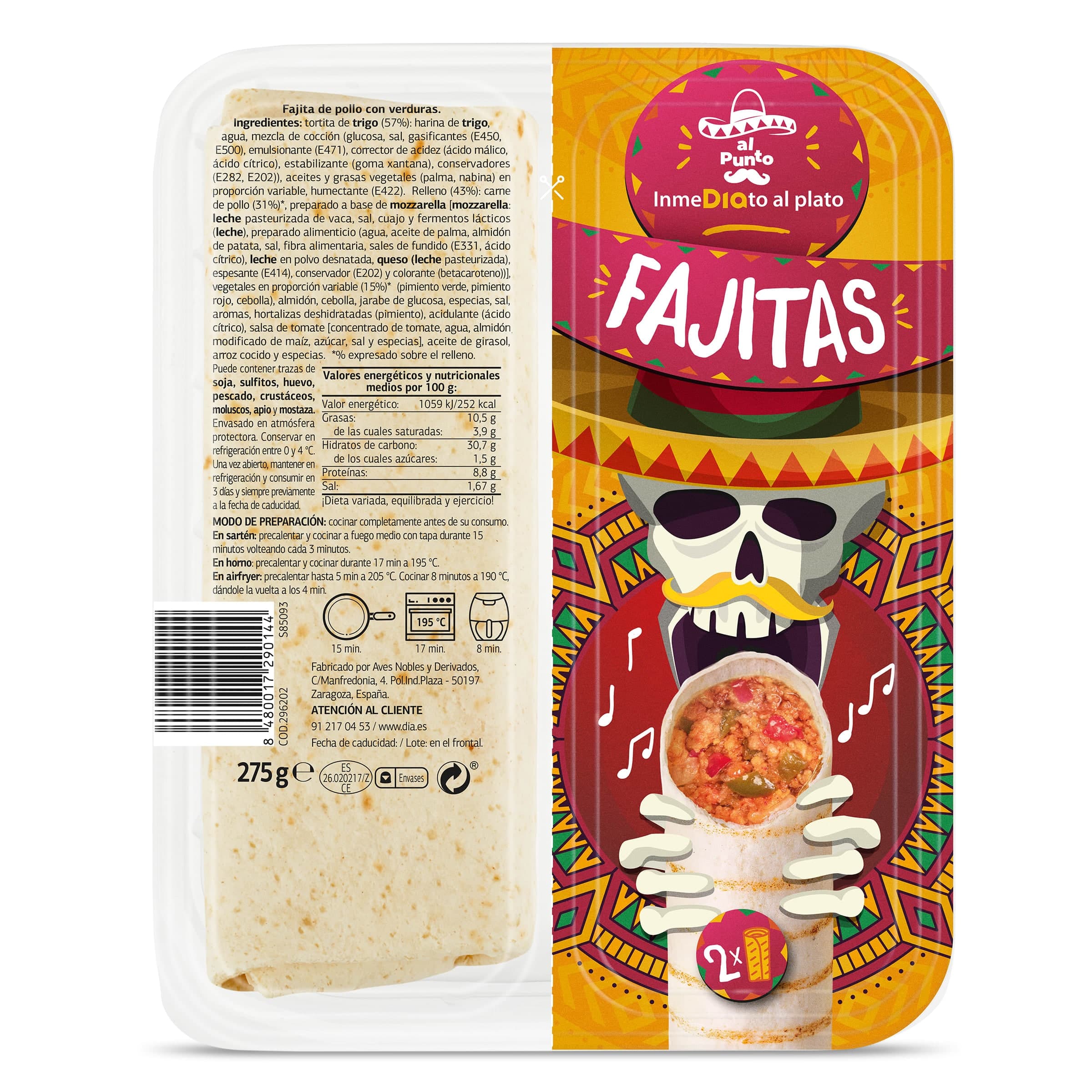 Fajitas de pollo con verduras Dia Al Punto 275 g