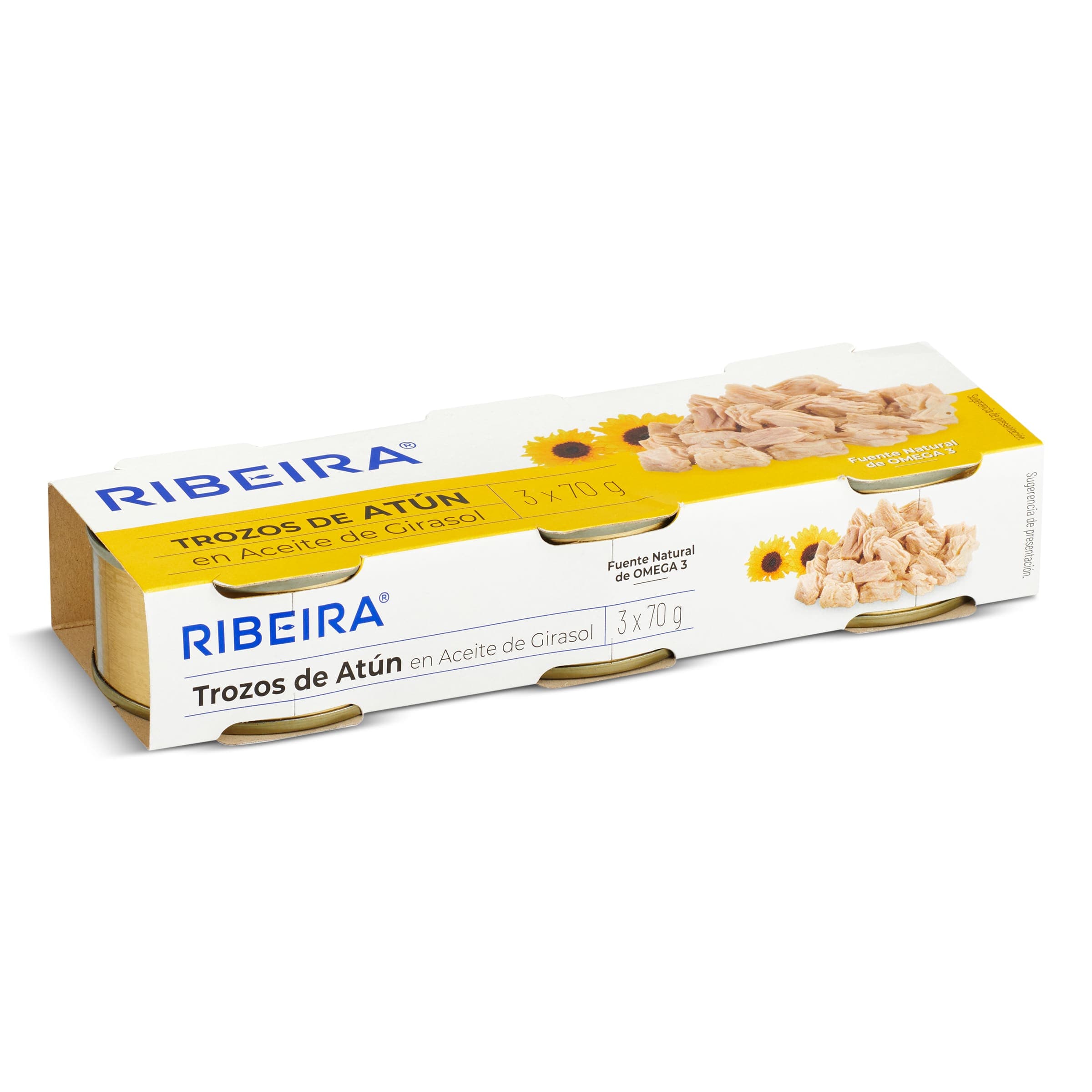 Trozos de atún en aceite de girasol Ribeira 3 x 52 g