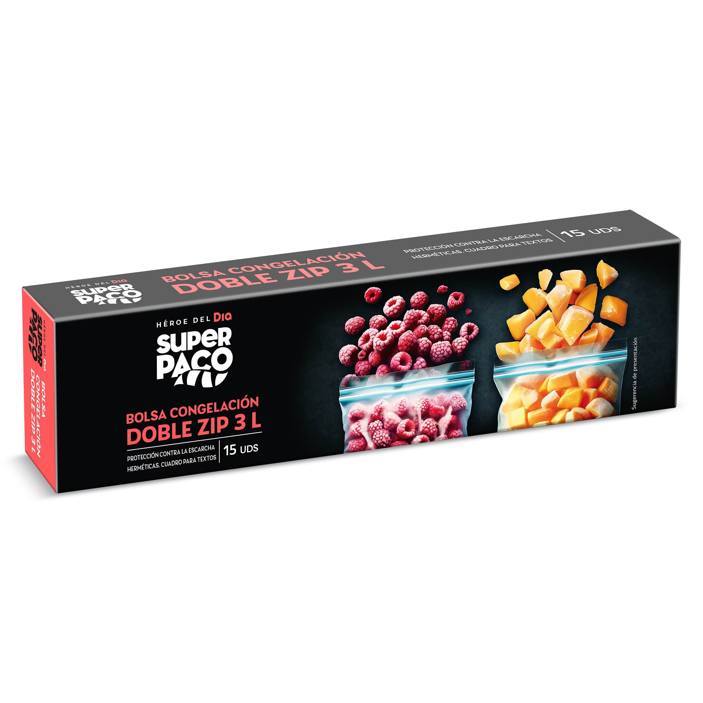 Bolsas de congelación doble zip 3 litros Super Paco de Dia caja 15 unidades