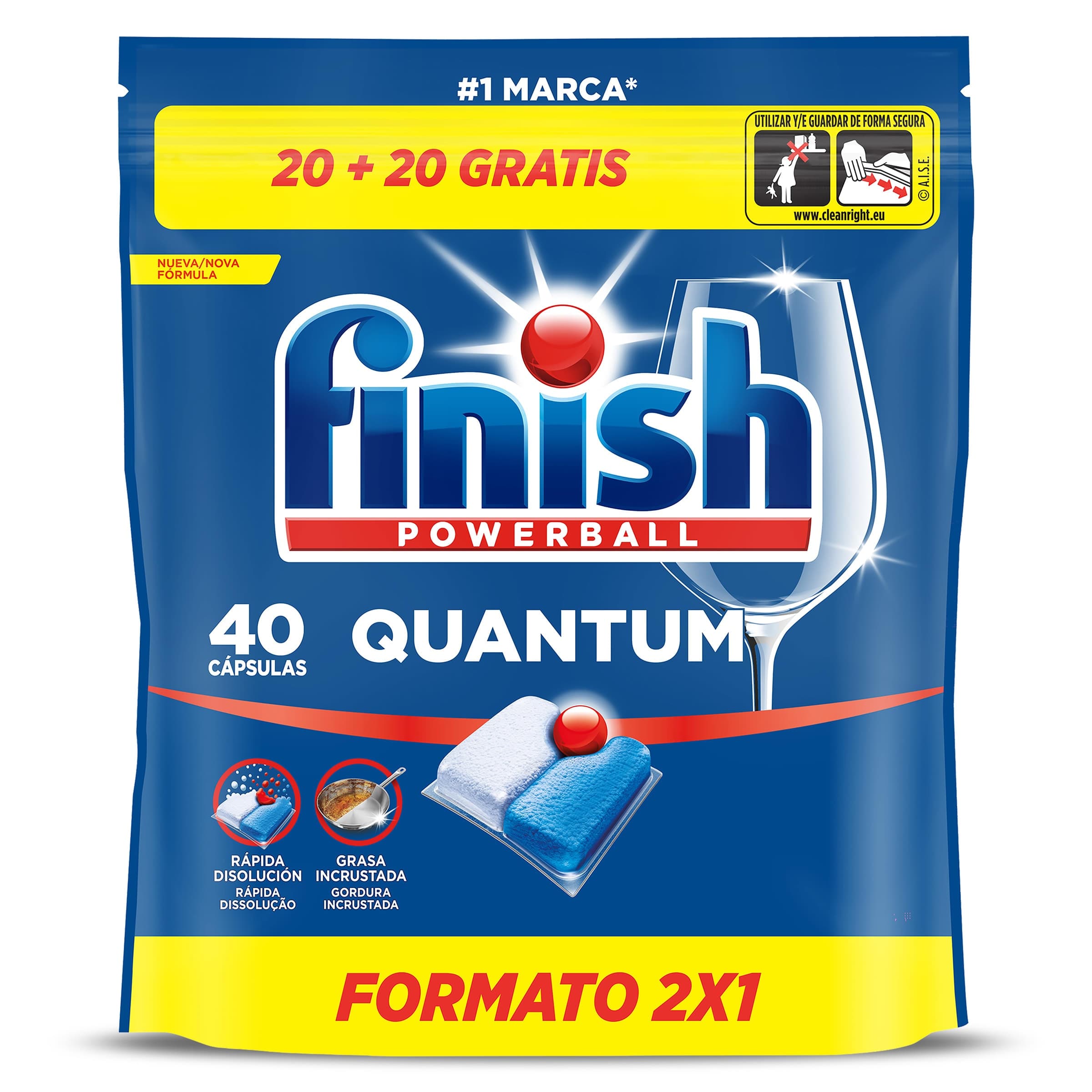 Pastillas lavavajillas quantum Finish 40 unidades