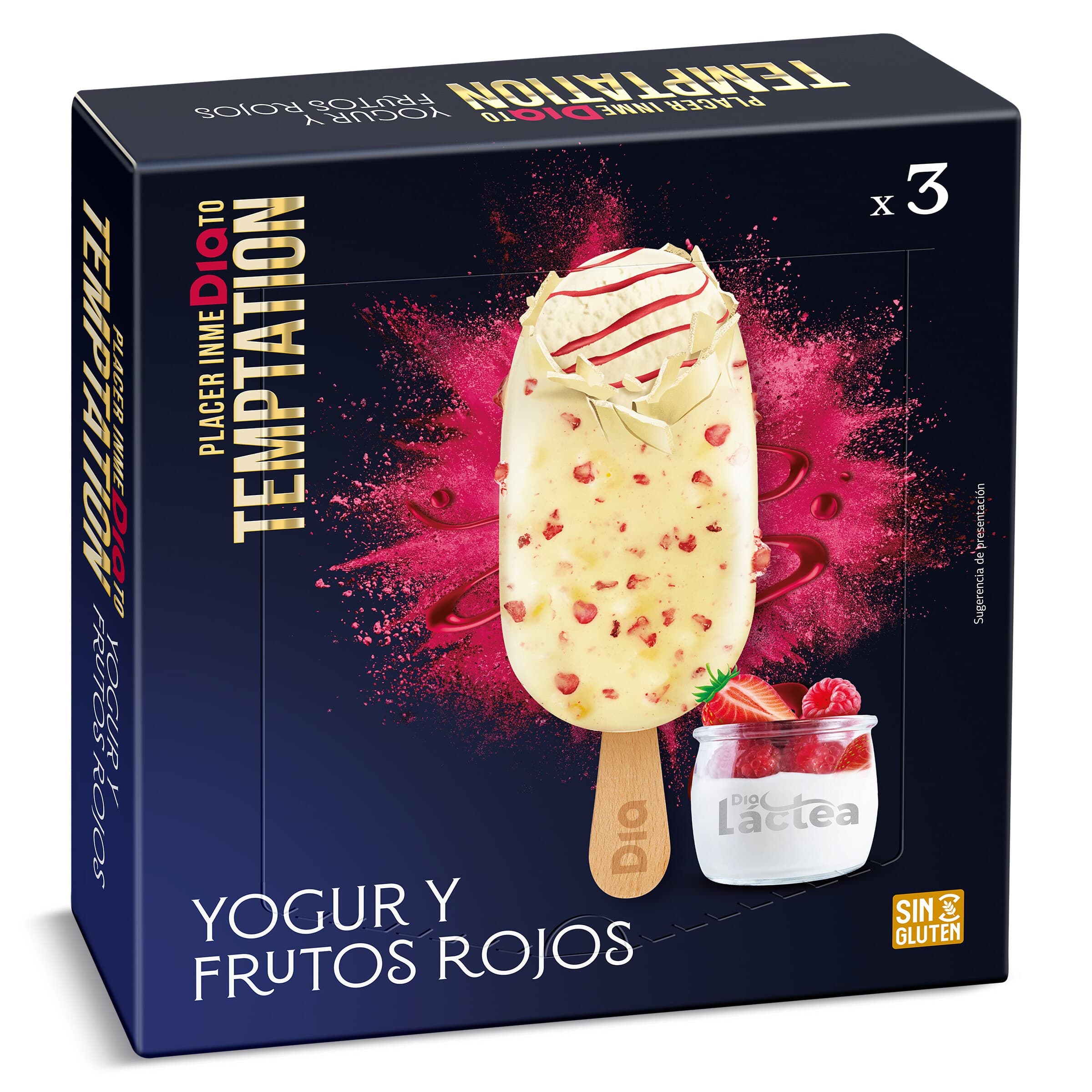 Helado bombón yogur y frutos rojos Dia Temptation 3 x 66 g
