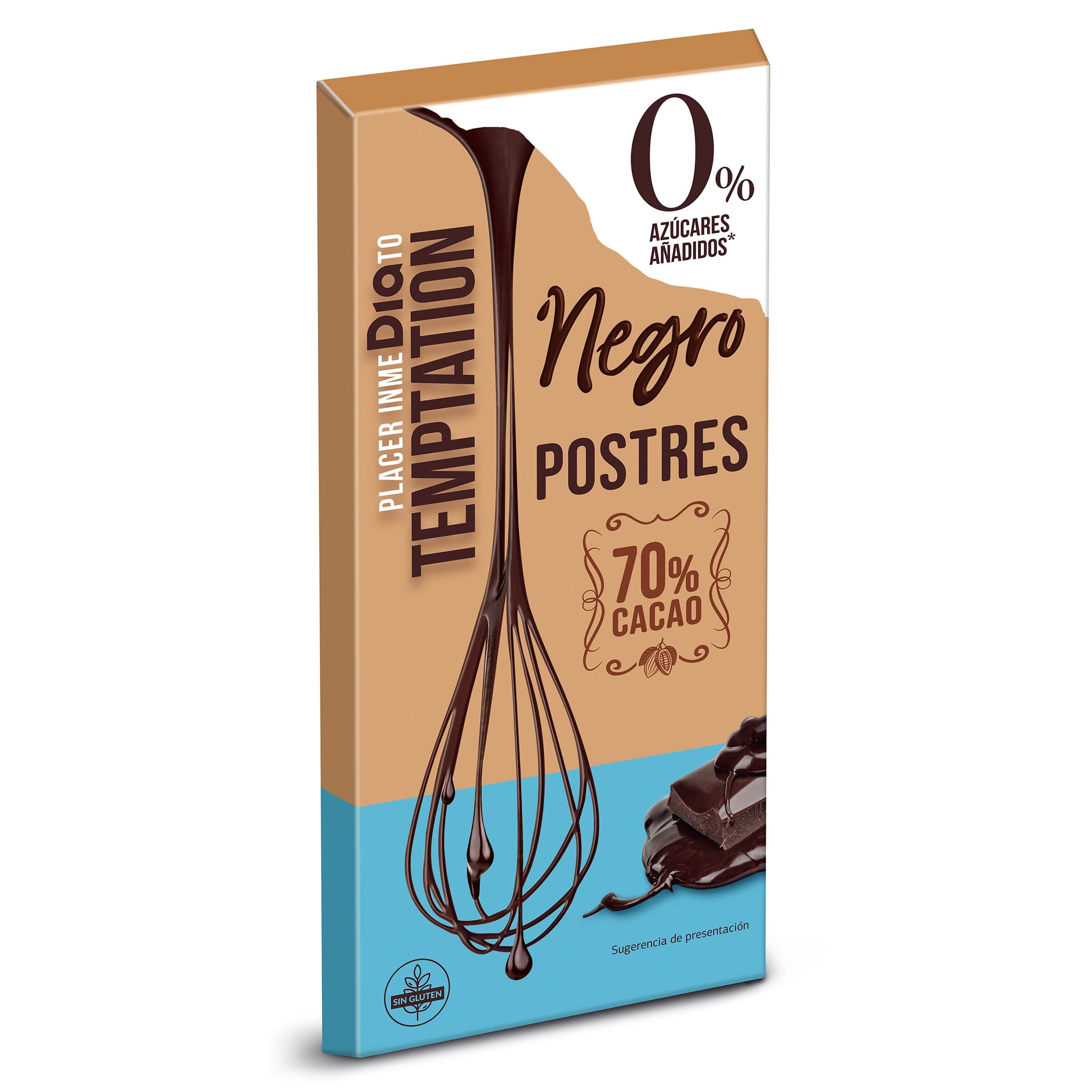 Chocolate negro para postres sin azúcares añadidos Dia Temptation 200 g