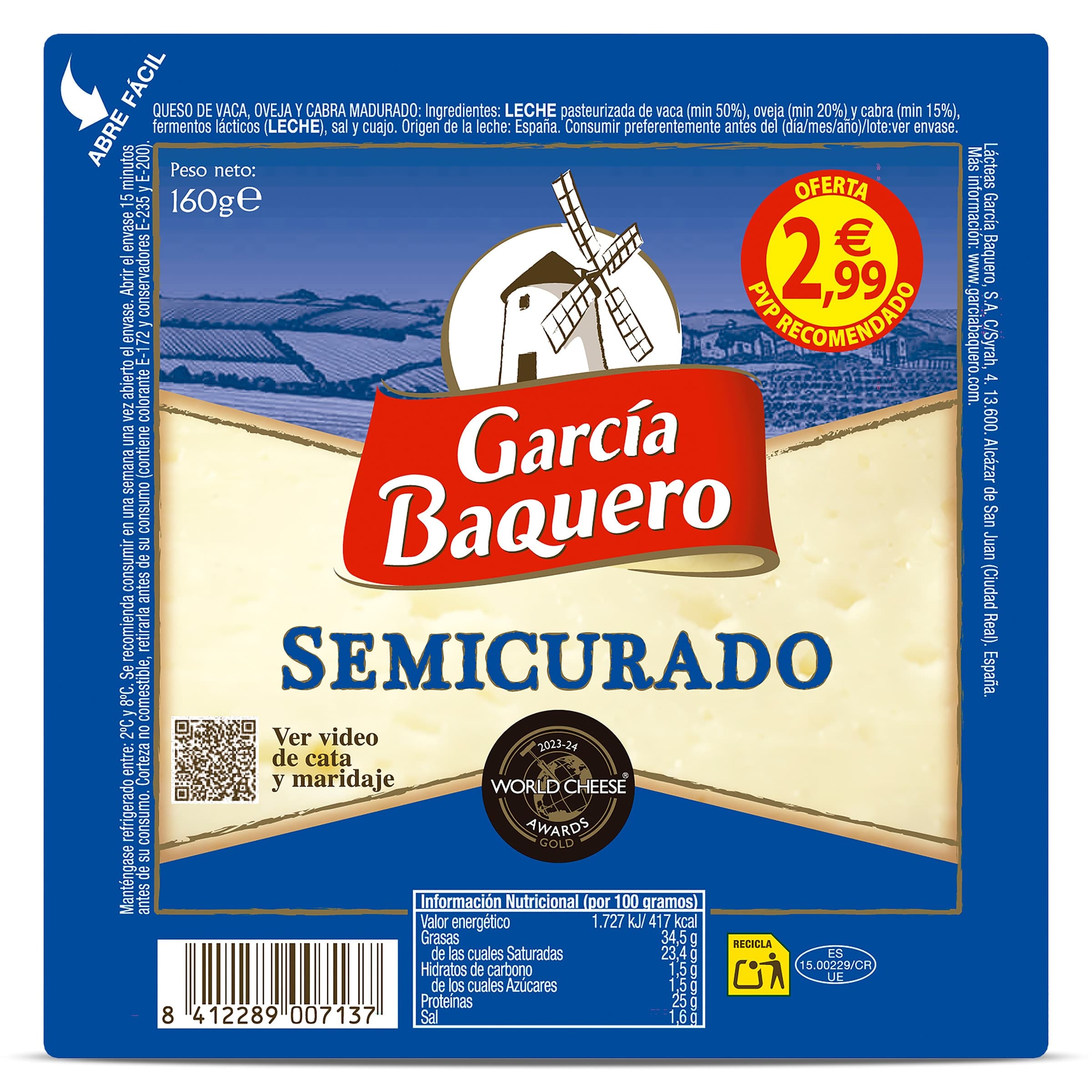 Queso semicurado García Baquero 160 g