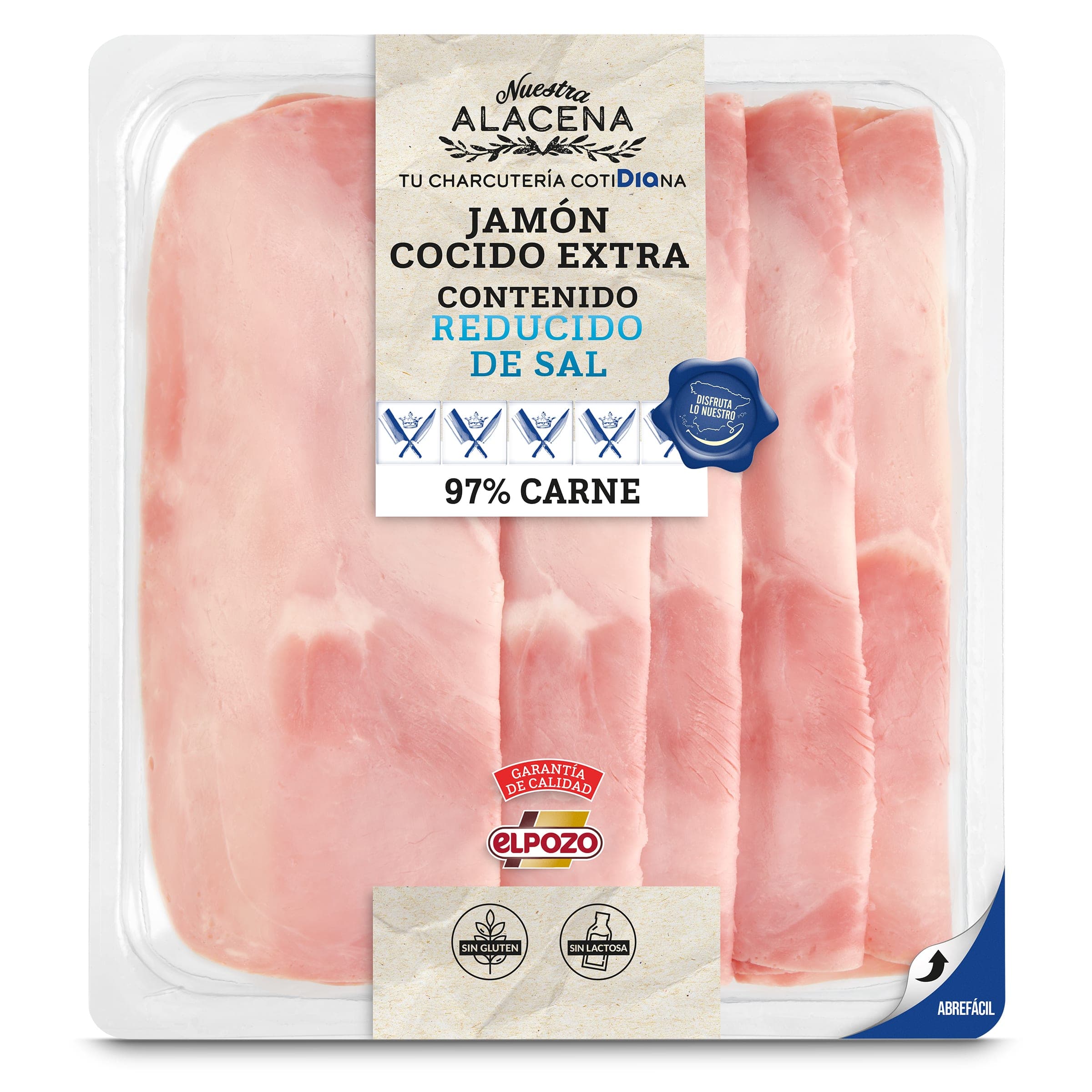 Jamón cocido 97% reducido en sal Dia Nuestra Alacena sobre 150 g