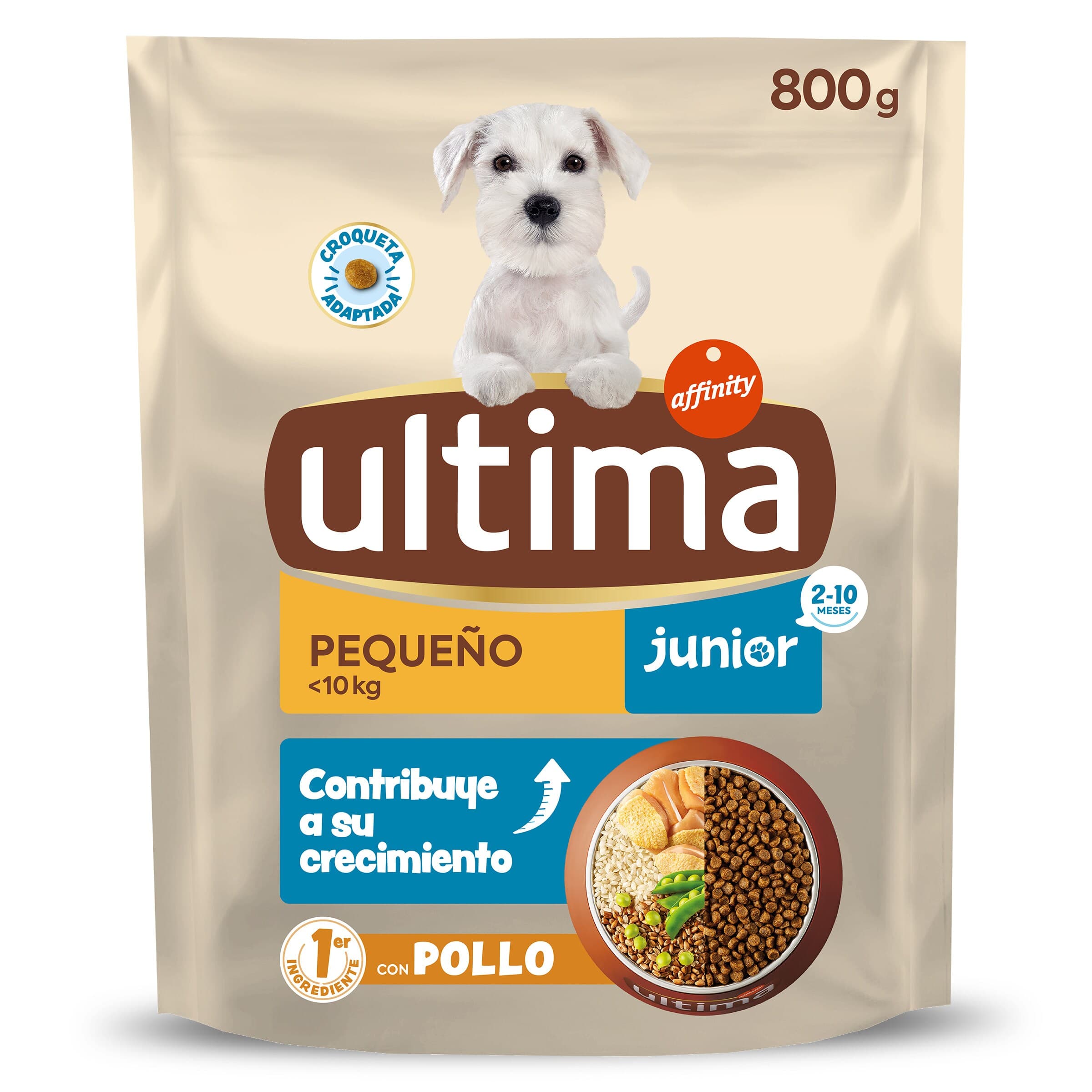 Alimento para perros mini junior con pollo Ultima bolsa 800 g