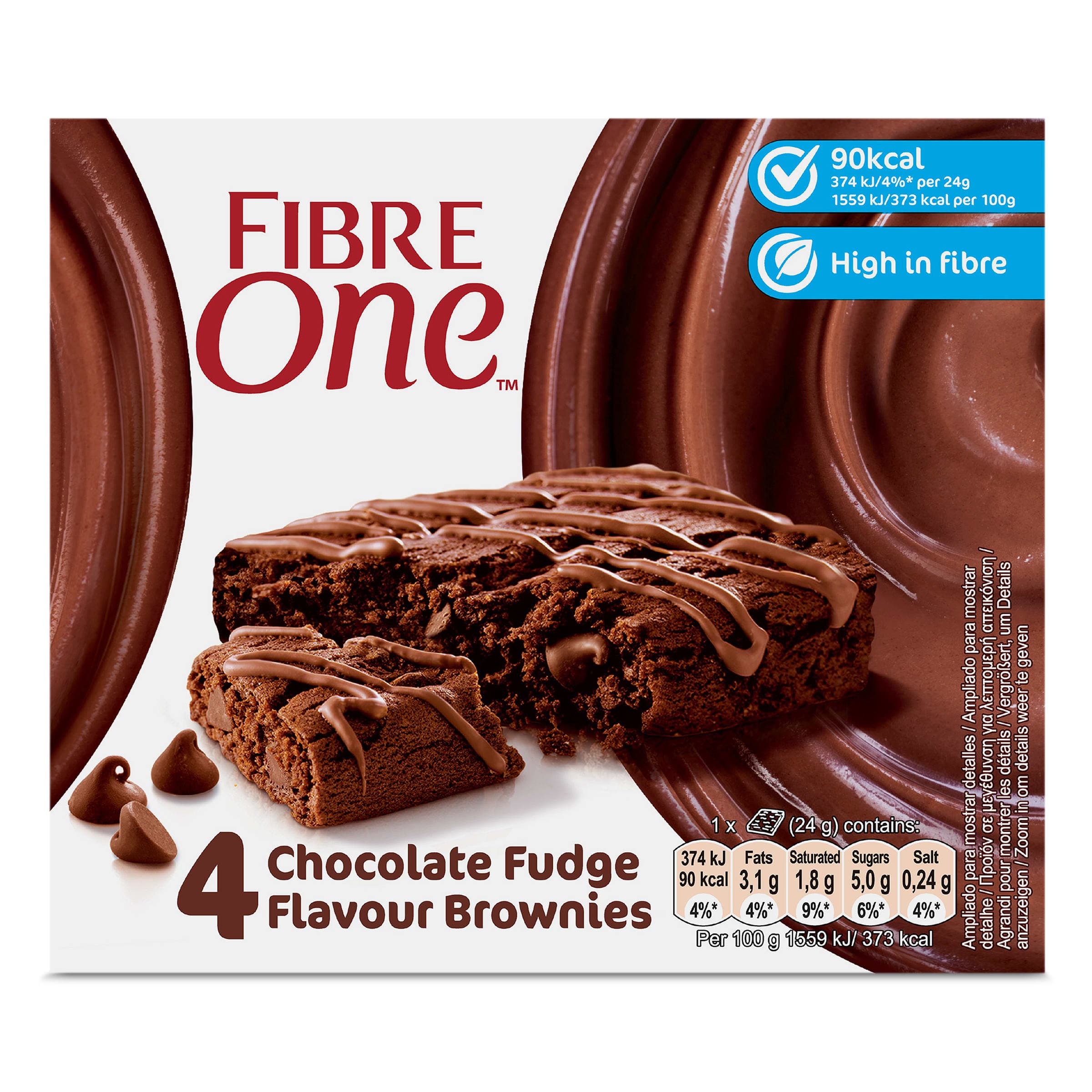 Barritas de brownie de chocolate Fibre one caja 96 g