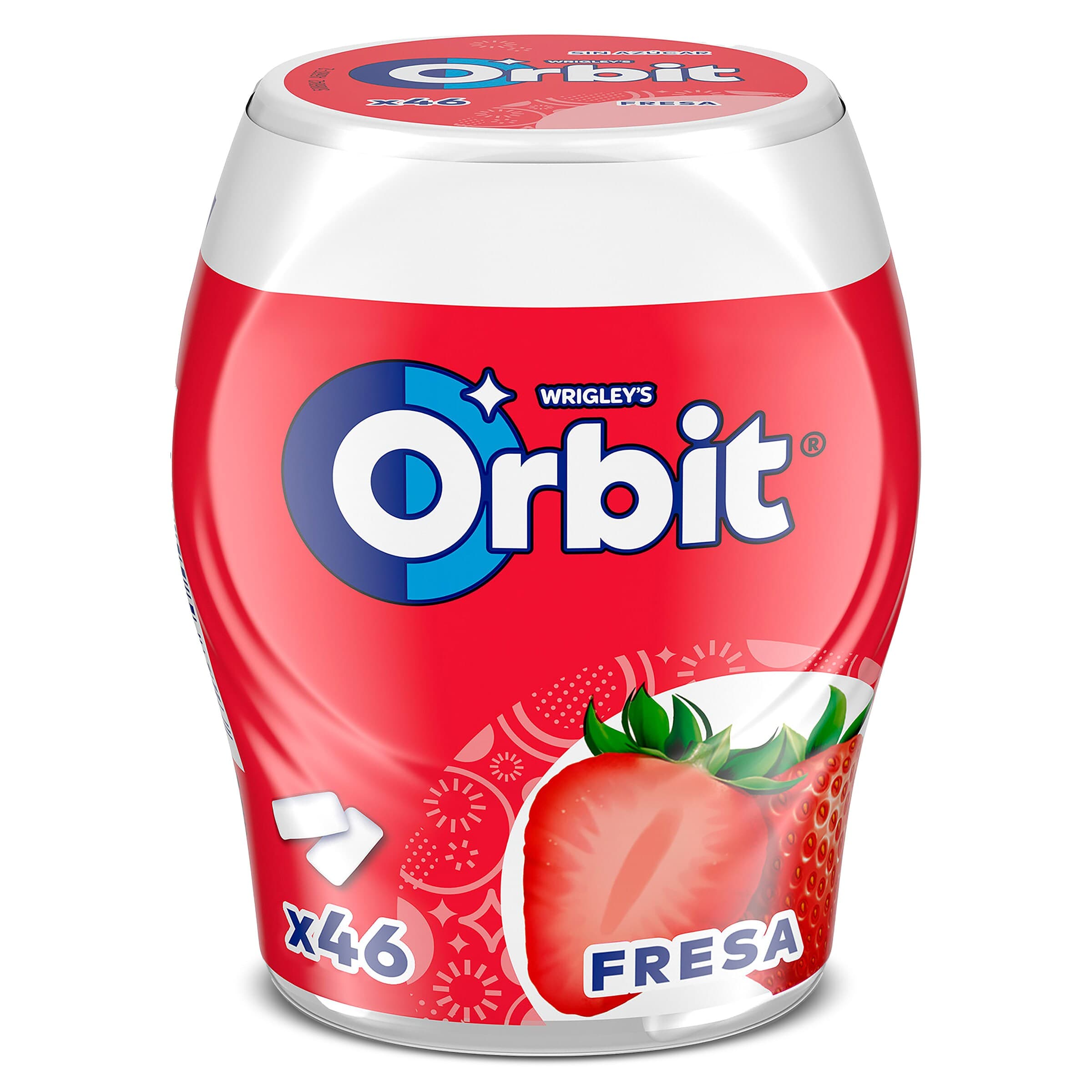 Chicles sabor fresa sin azúcar Orbit bote 46 unidades