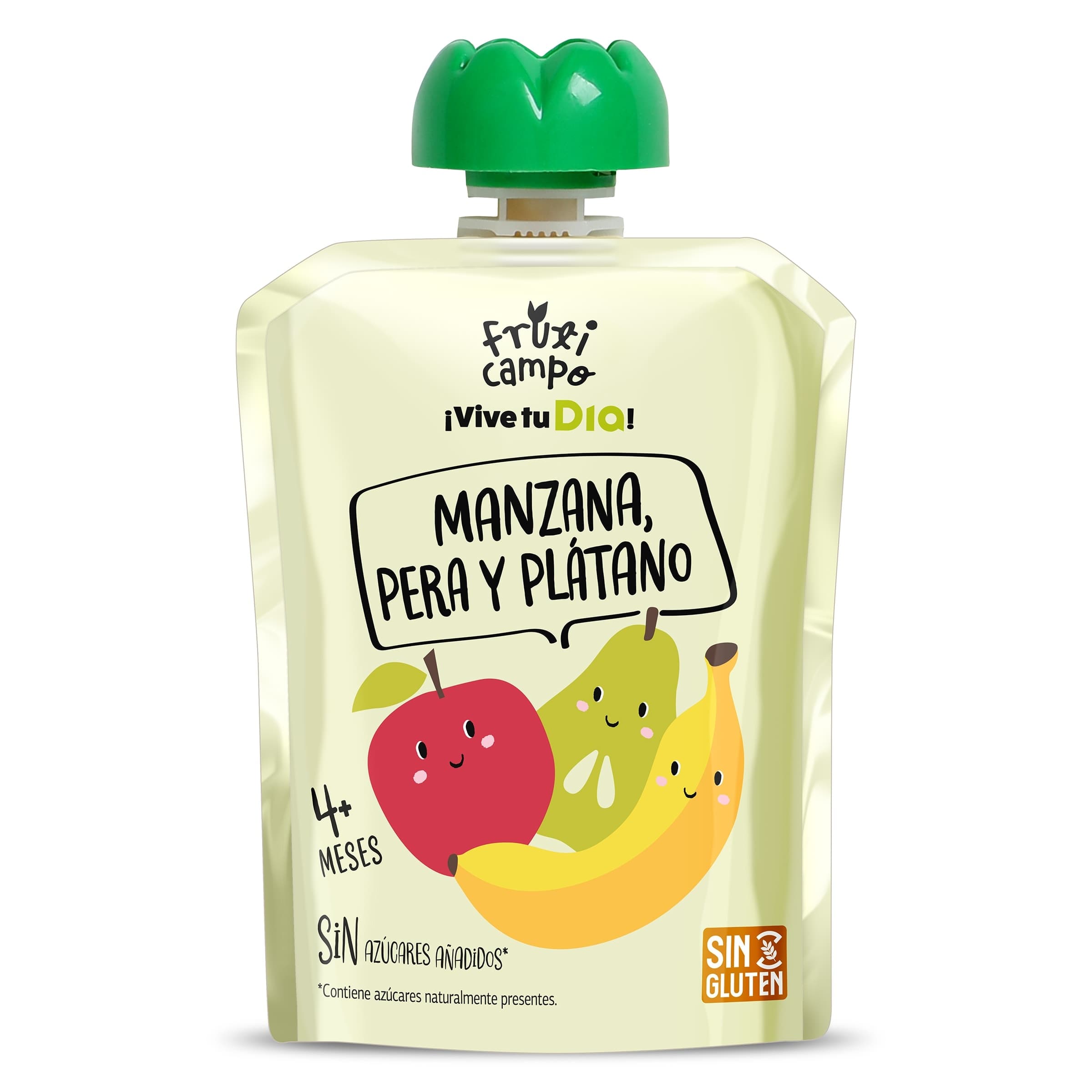 Alimento infantil con puré de manzana, pera y plátano Dia Fruticampo bolsa 90 g