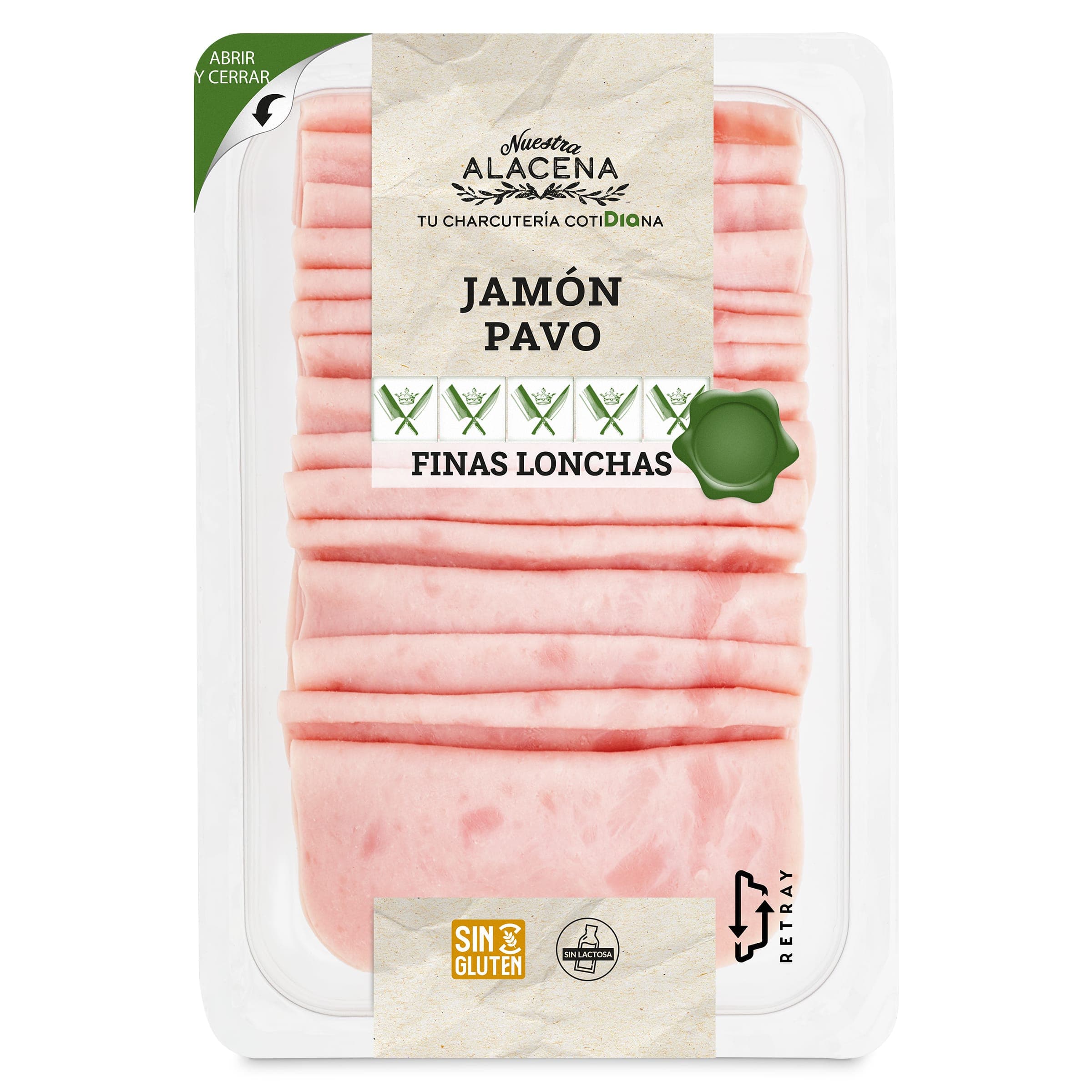 Jamón de pavo finas lonchas Dia Nuestra Alacena sobre 180 g