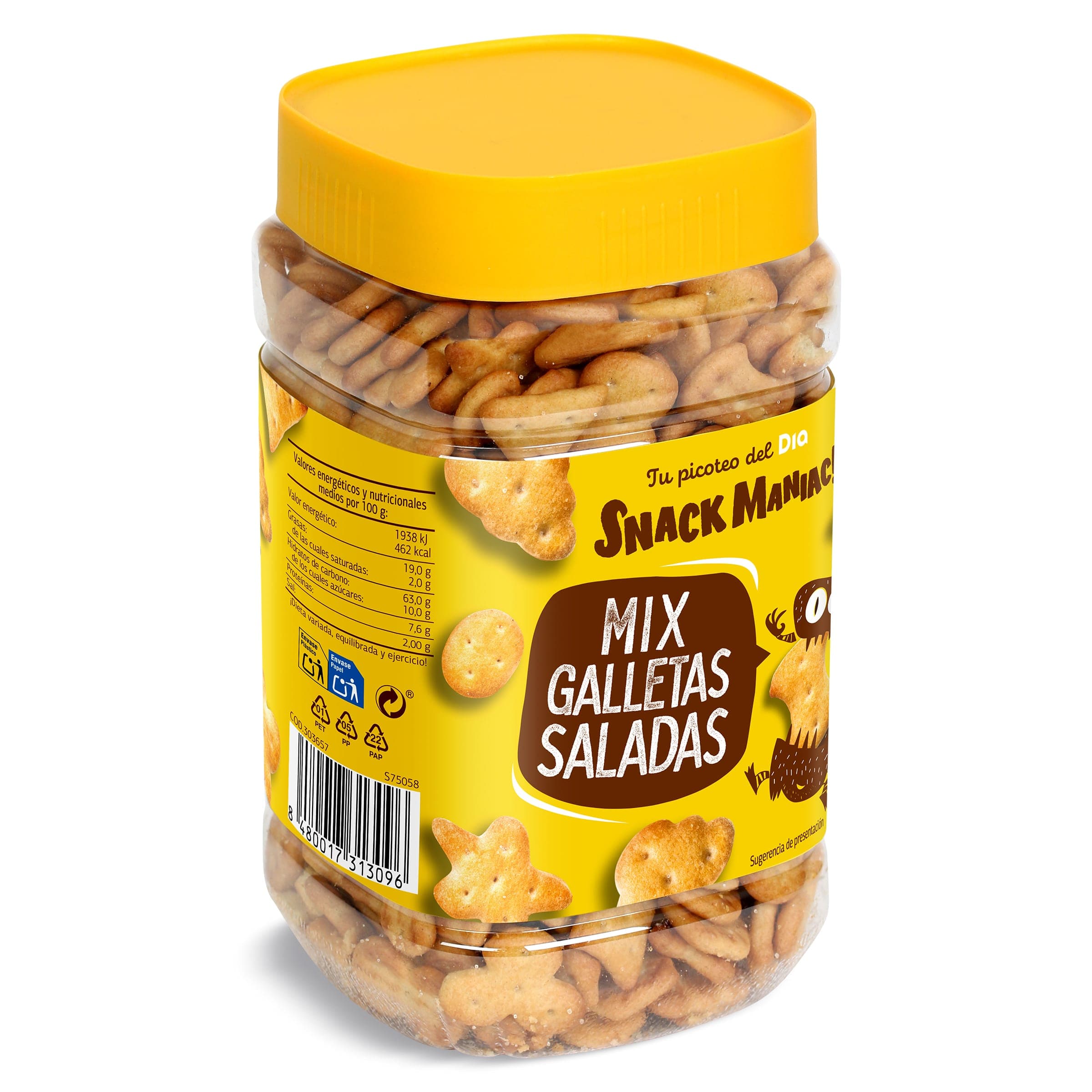 Mix de galletas saladas Dia Snack Maniac bote 350 g