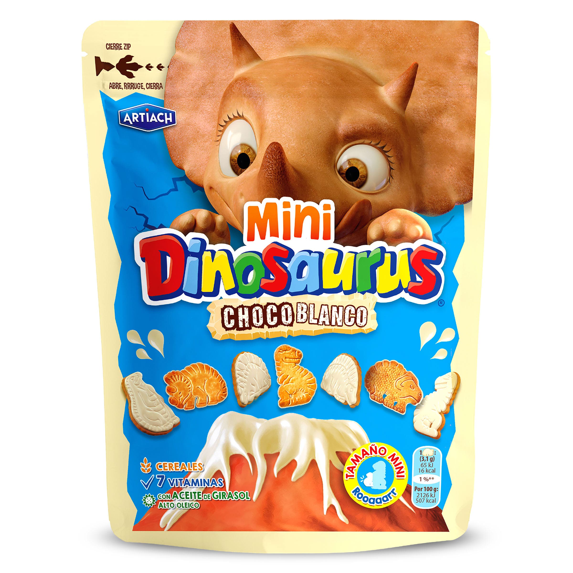 Mini galletas choco blanco Artiach Dinosaurus 100 g