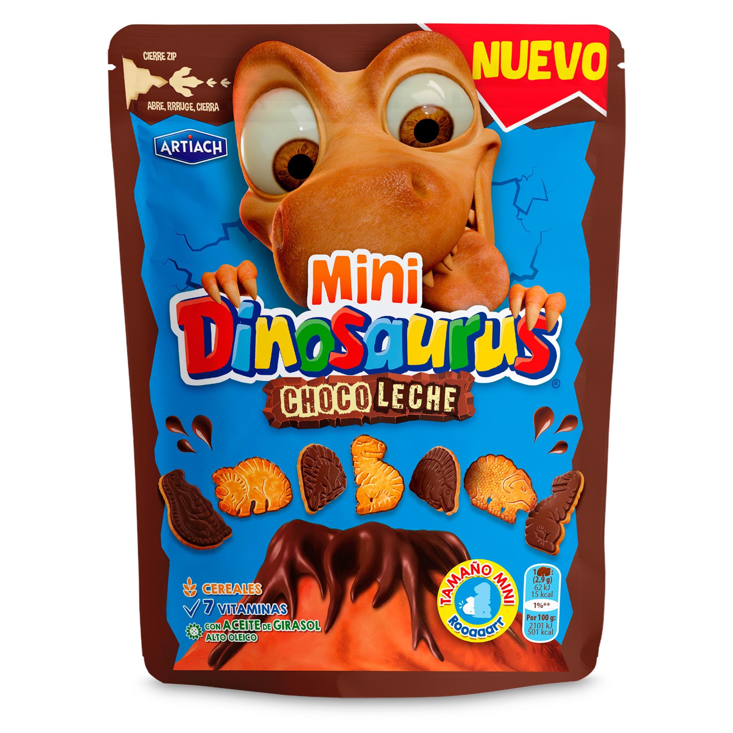 Mini galletas choco leche Artiach Dinosaurus bolsa 120 g