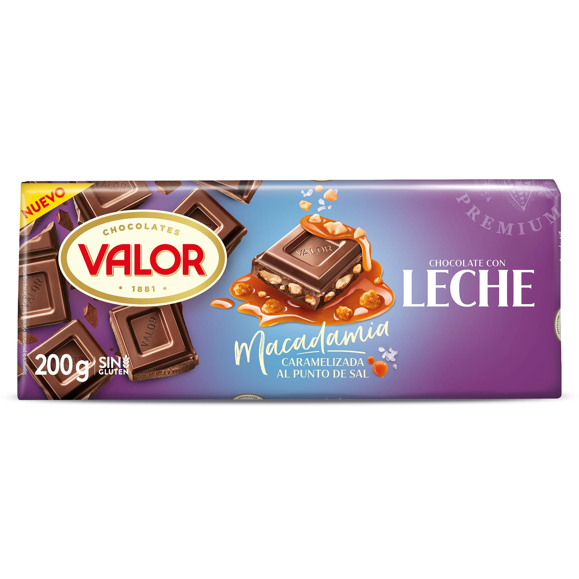 Chocolate con leche y macadamia caramelizada Valor 200 g