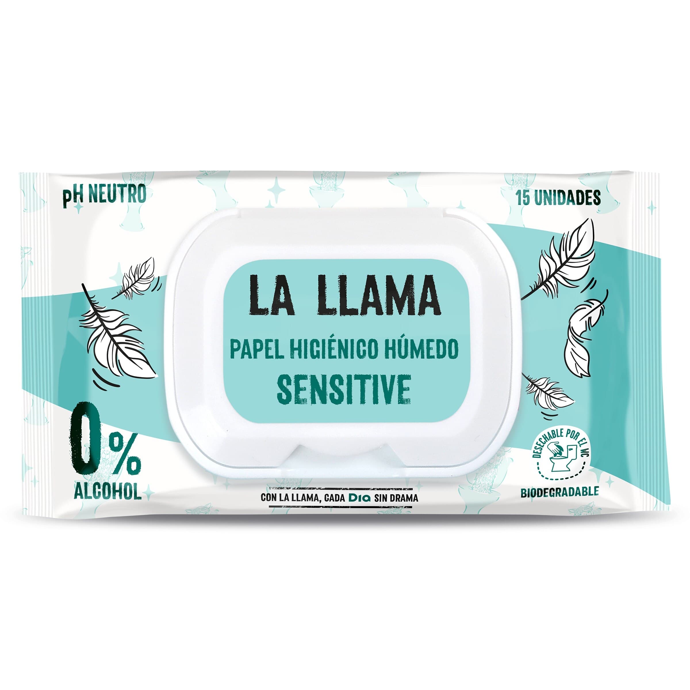 Papel higiénico húmedo sensitive La Llama Dia bolsa 15 unidades