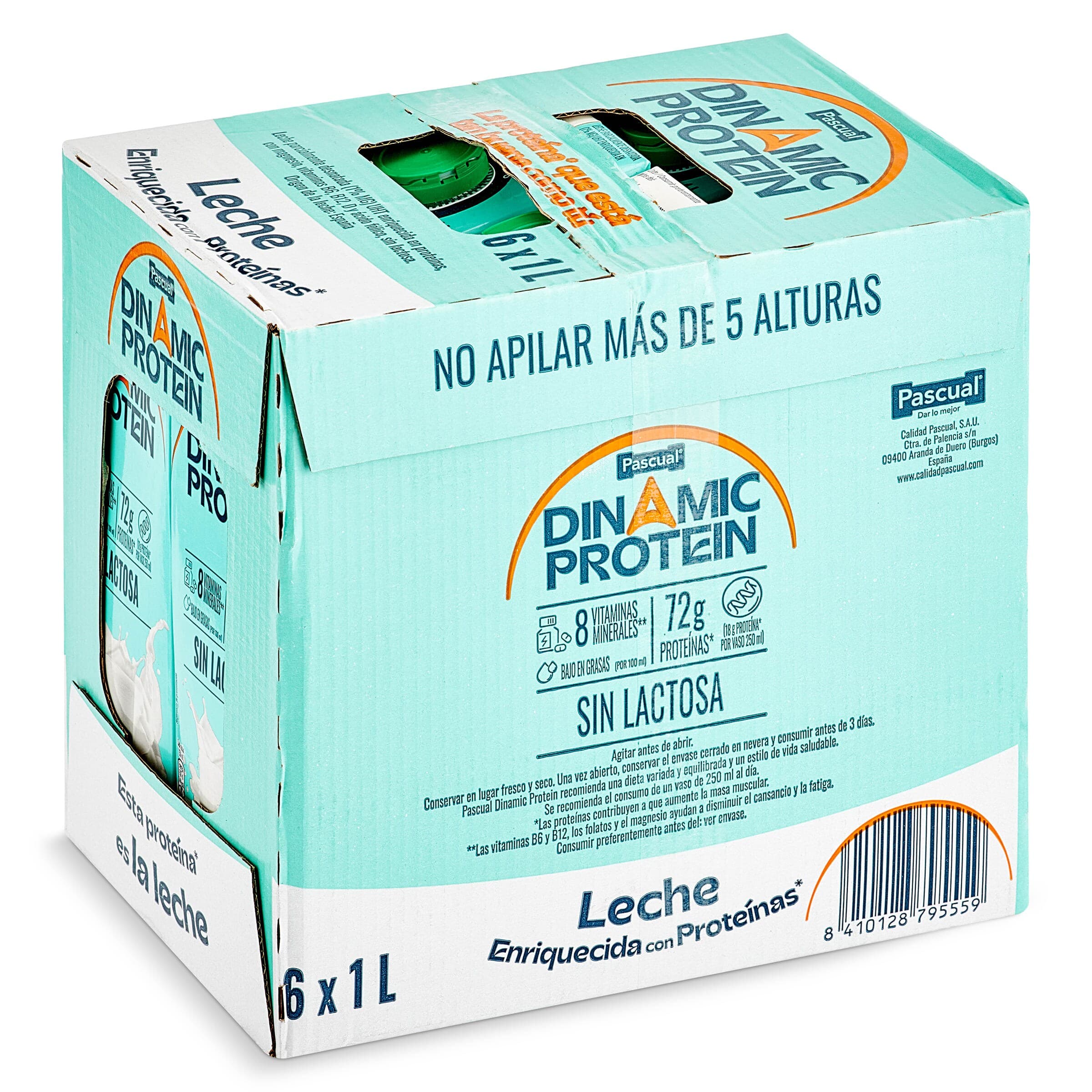 Leche desnatada sin lactosa dinamic protein Pascual pack 6 x 1 L