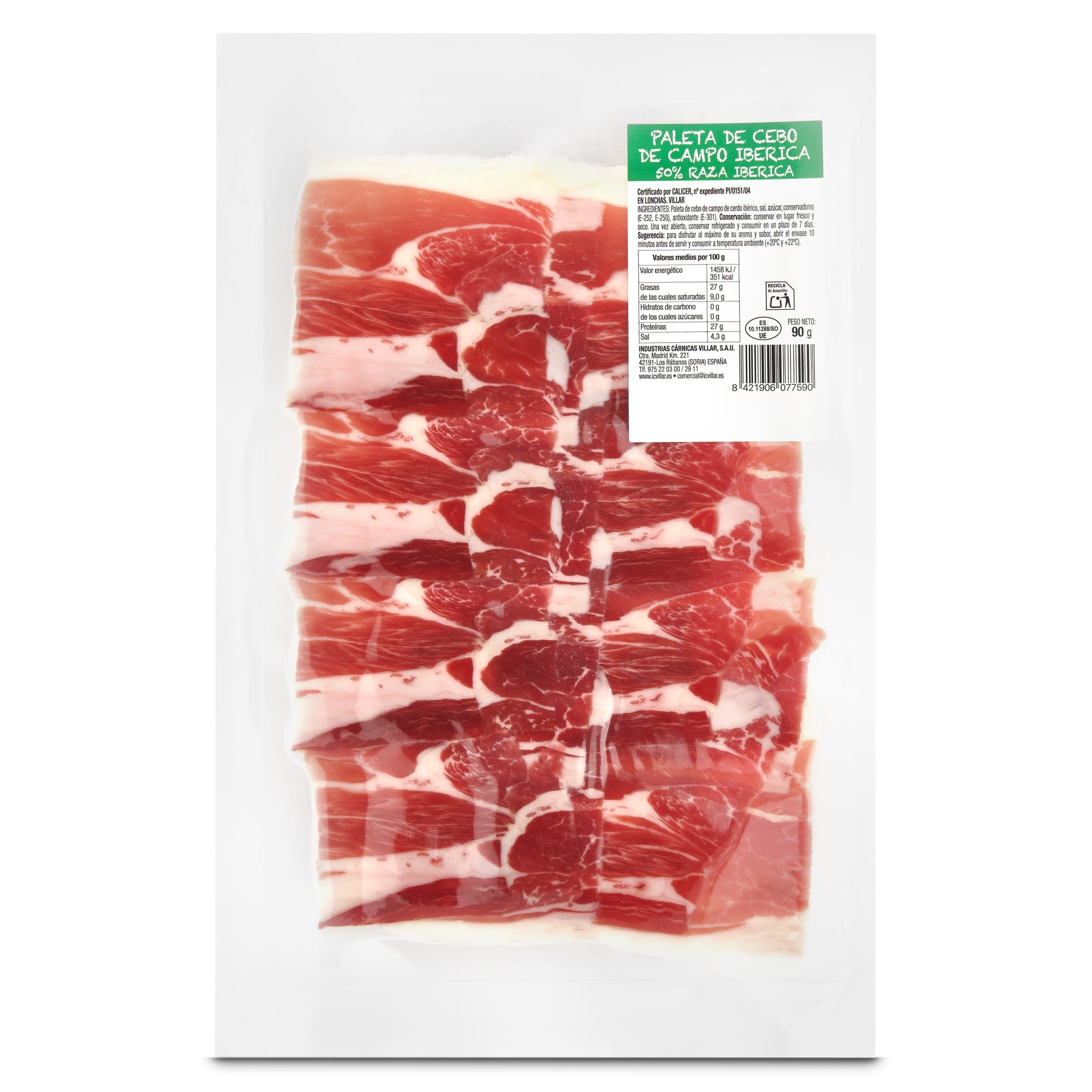 Paleta de cebo de campo 50% raza ibérica Villar 90 g