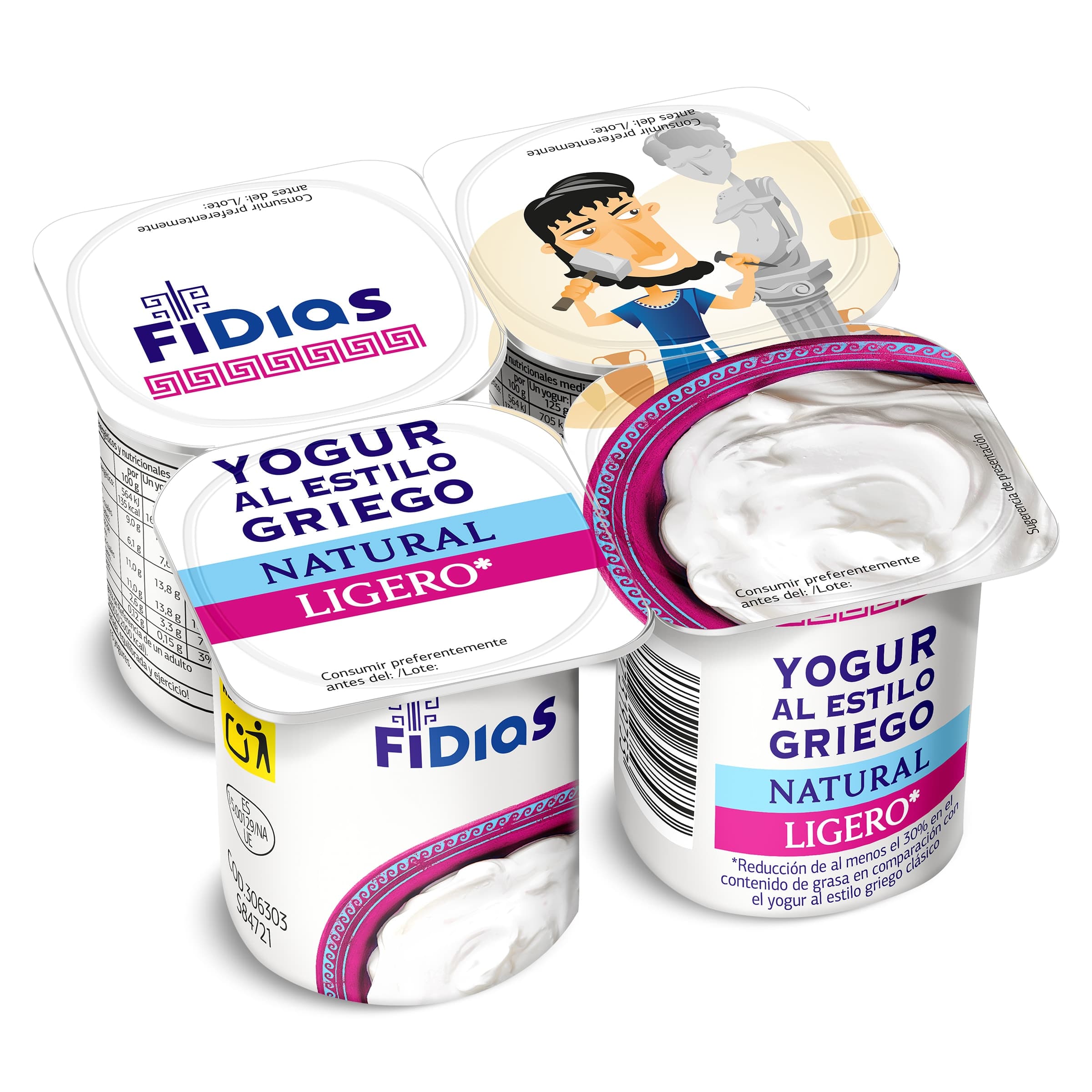 Yogur griego natural ligero Dia Fidias pack 4 x 125 g