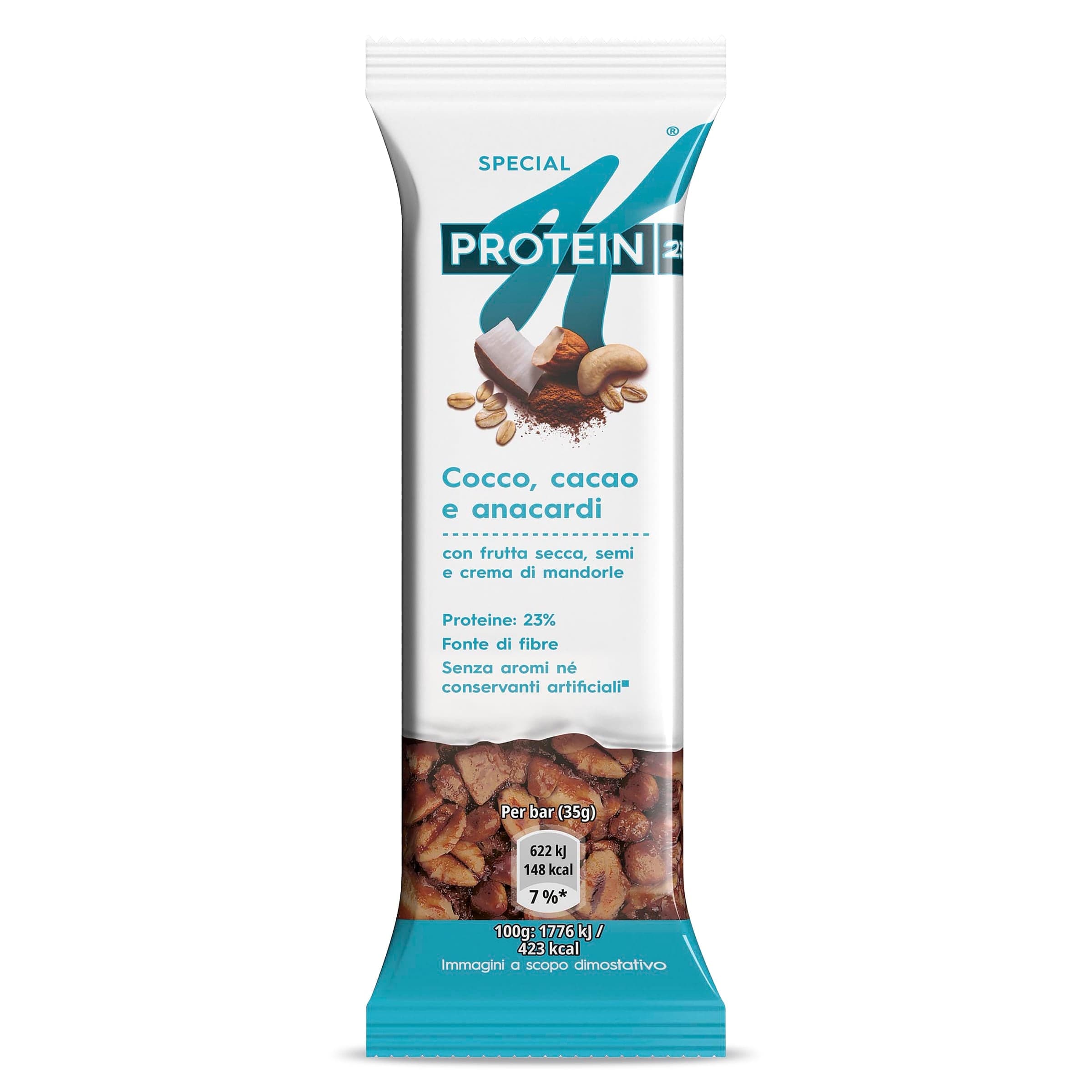 Barrita de cereales con coco, cacao y anacardos protein Kellogg's Special K bolsa 35 g