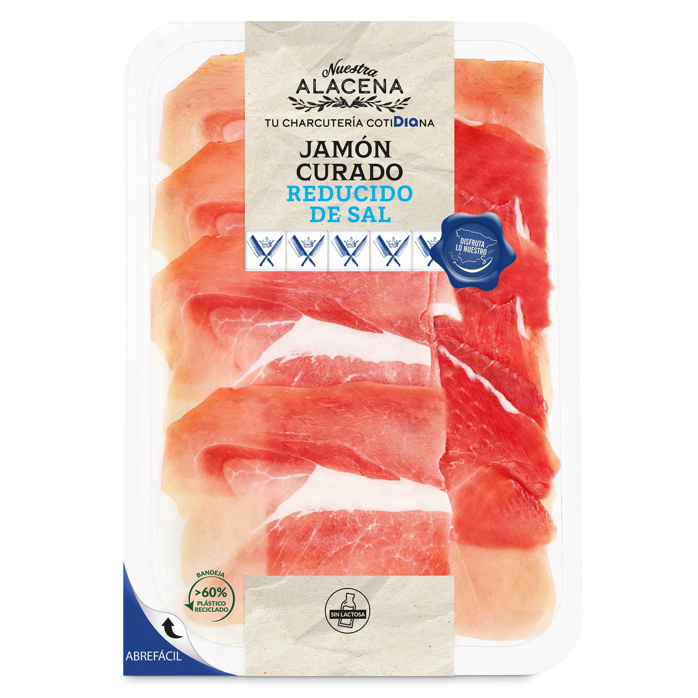 Jamón curado reducido de sal Dia Nuestra Alacena 80 g