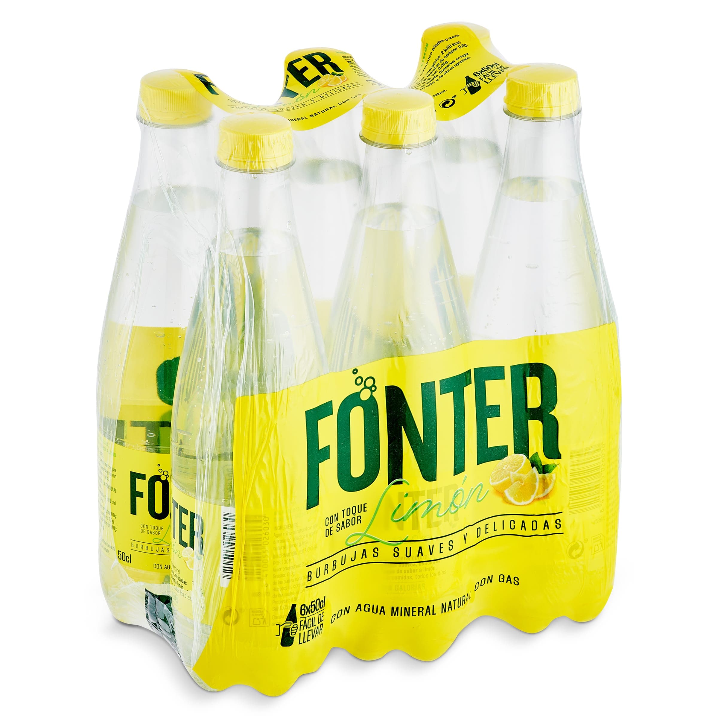 Agua con gas sabor limón Fonter pack 6 x 500 ml