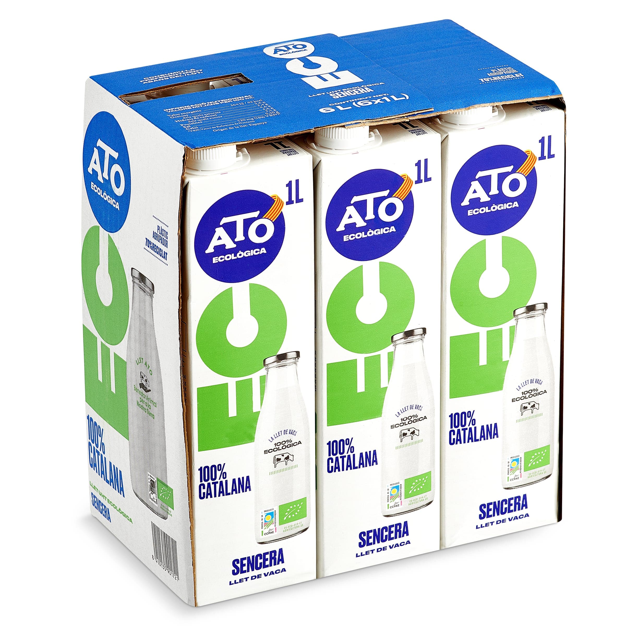 Leche entera 100% ecológica Ato pack 6 x 1 L