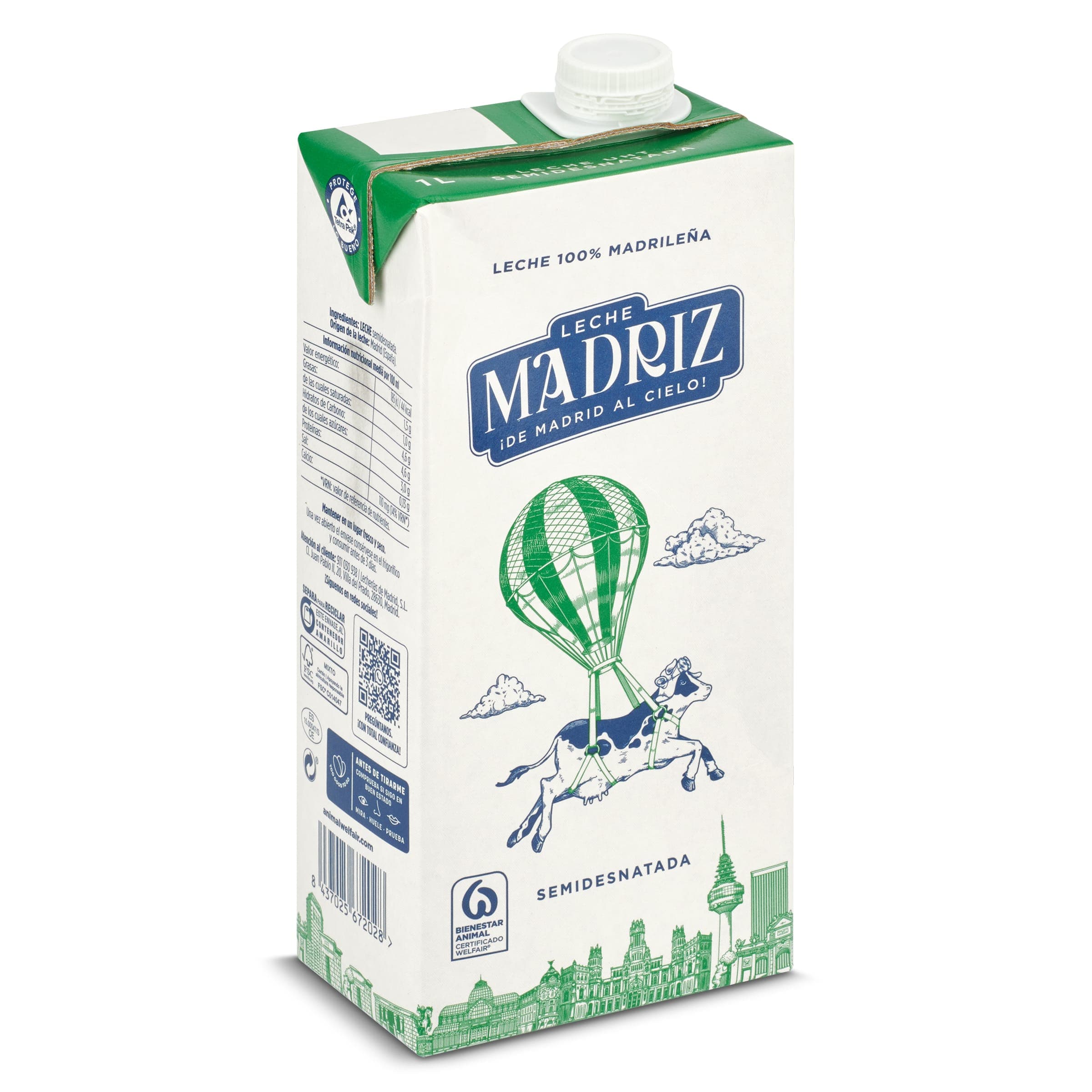Leche semidesnatada Madriz 1 L