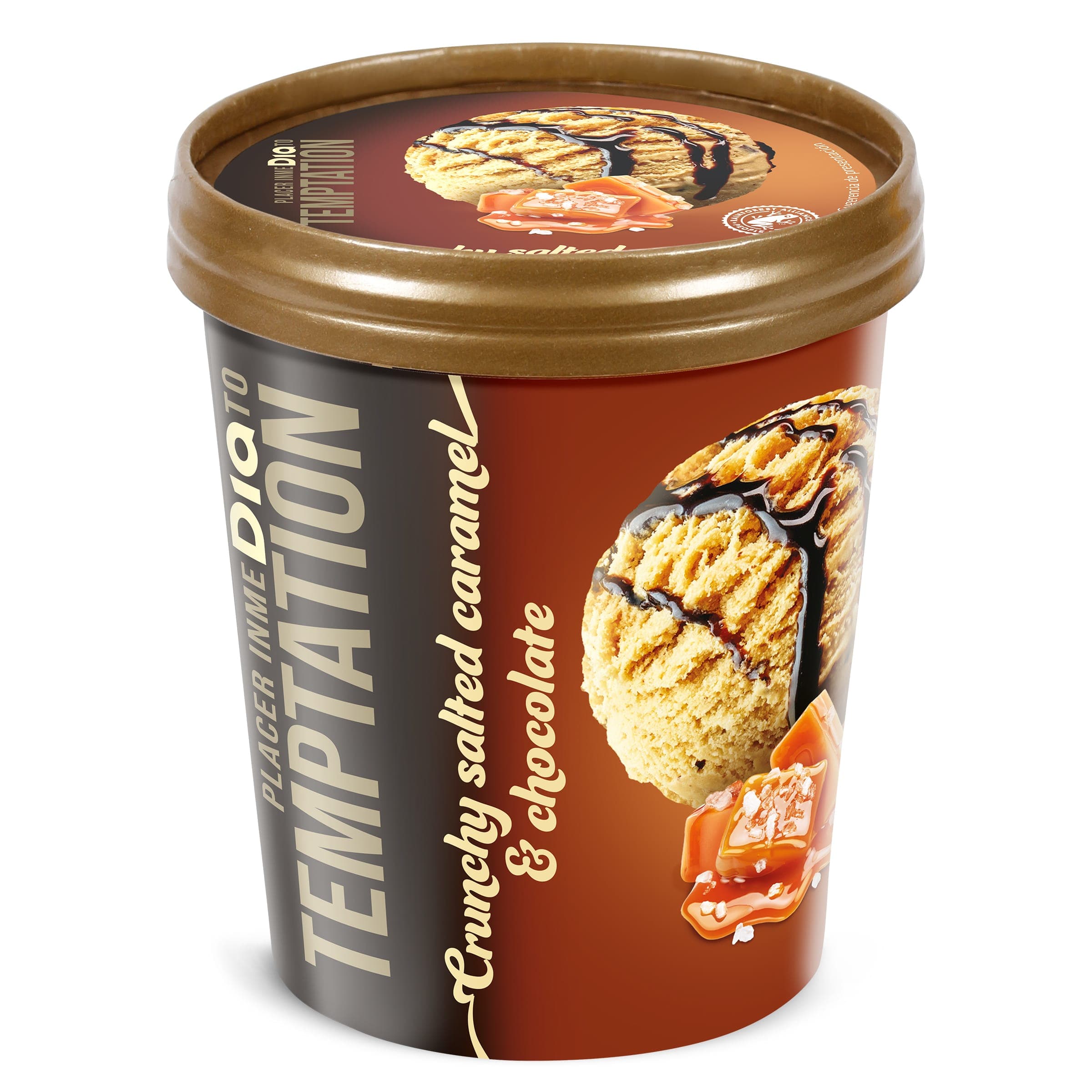 Tarrina helado crunchy salted caramel y chocolate Dia Temptation 350 g