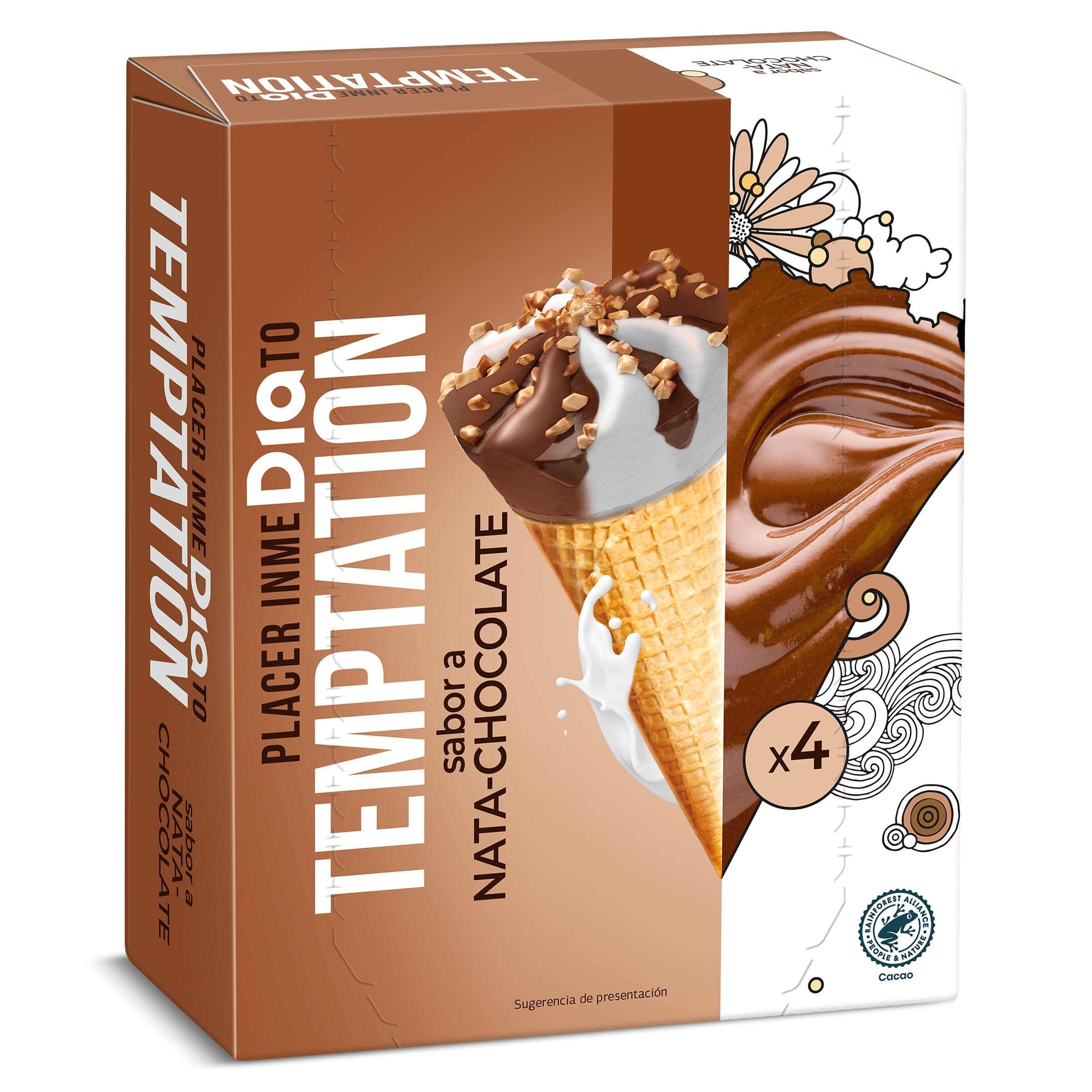 Helado cono nata y chocolate Dia Temptation 4 x 68 g