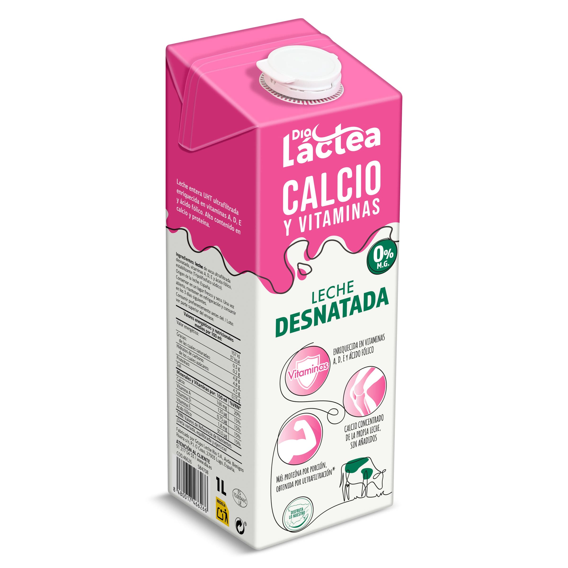 Leche desnatada calcio Dia Láctea 1 L