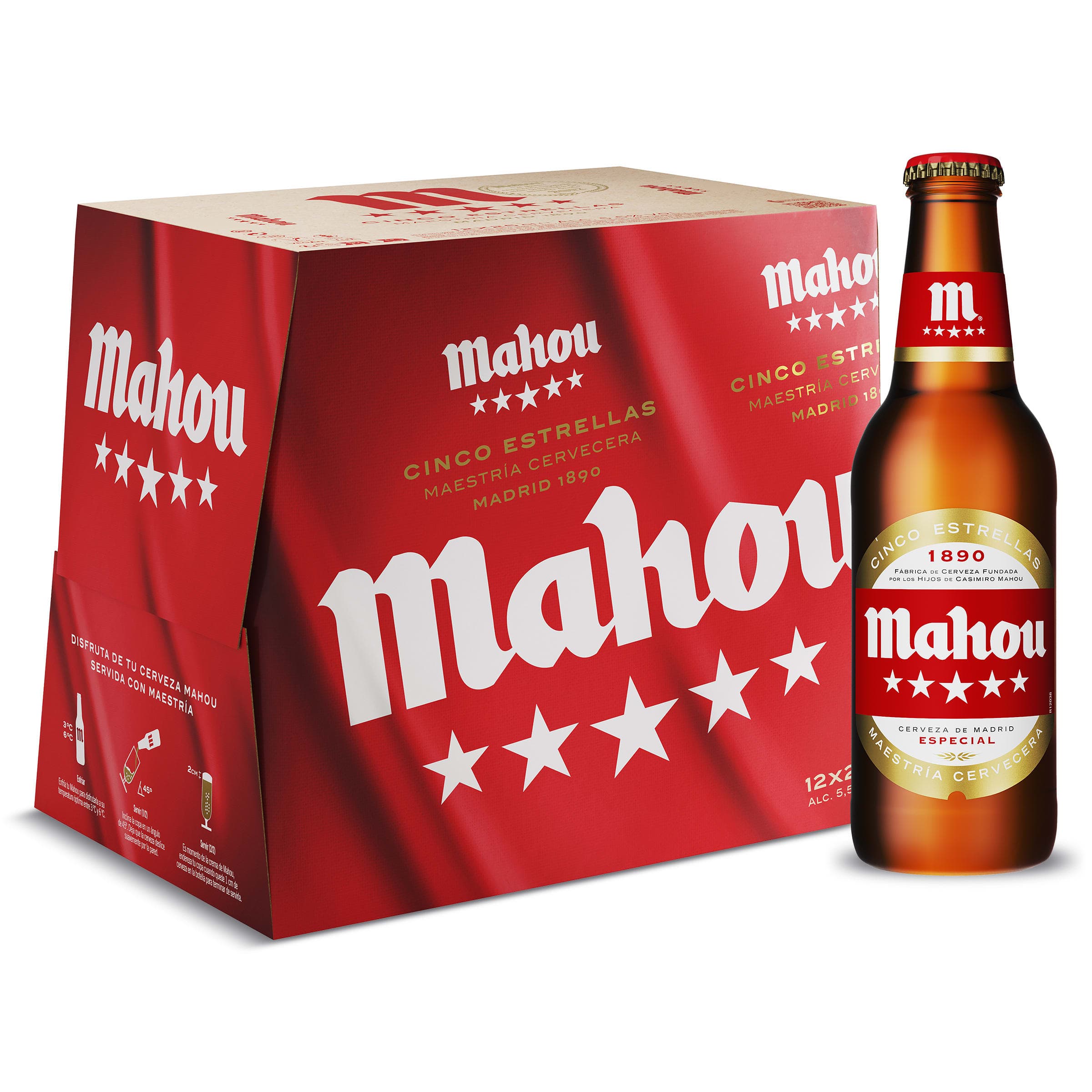 Cerveza Mahou 5 Estrellas pack 12 x 25 cl