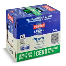 Leche entera Pascual pack 6 x 1 L