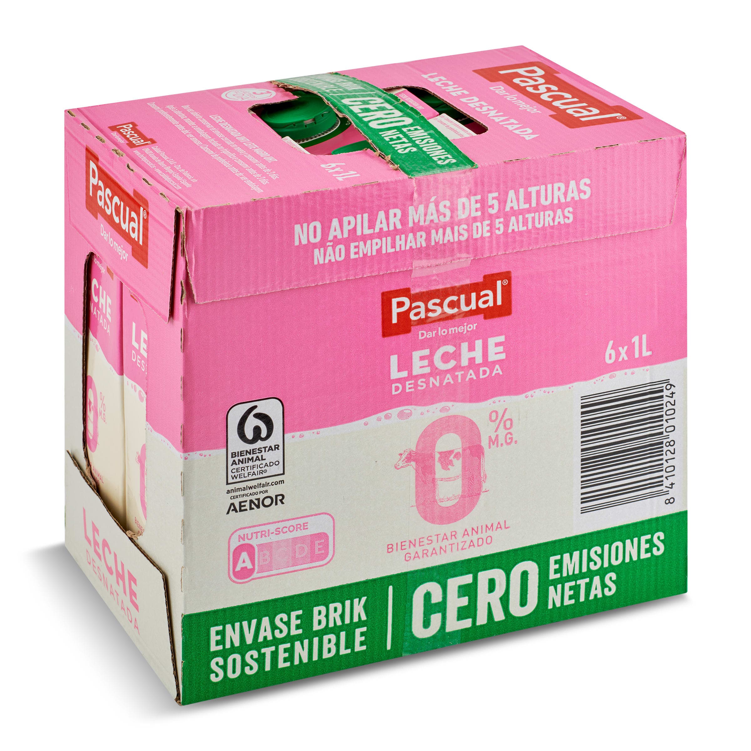 Leche desnatada Pascual pack 6 x 1 L