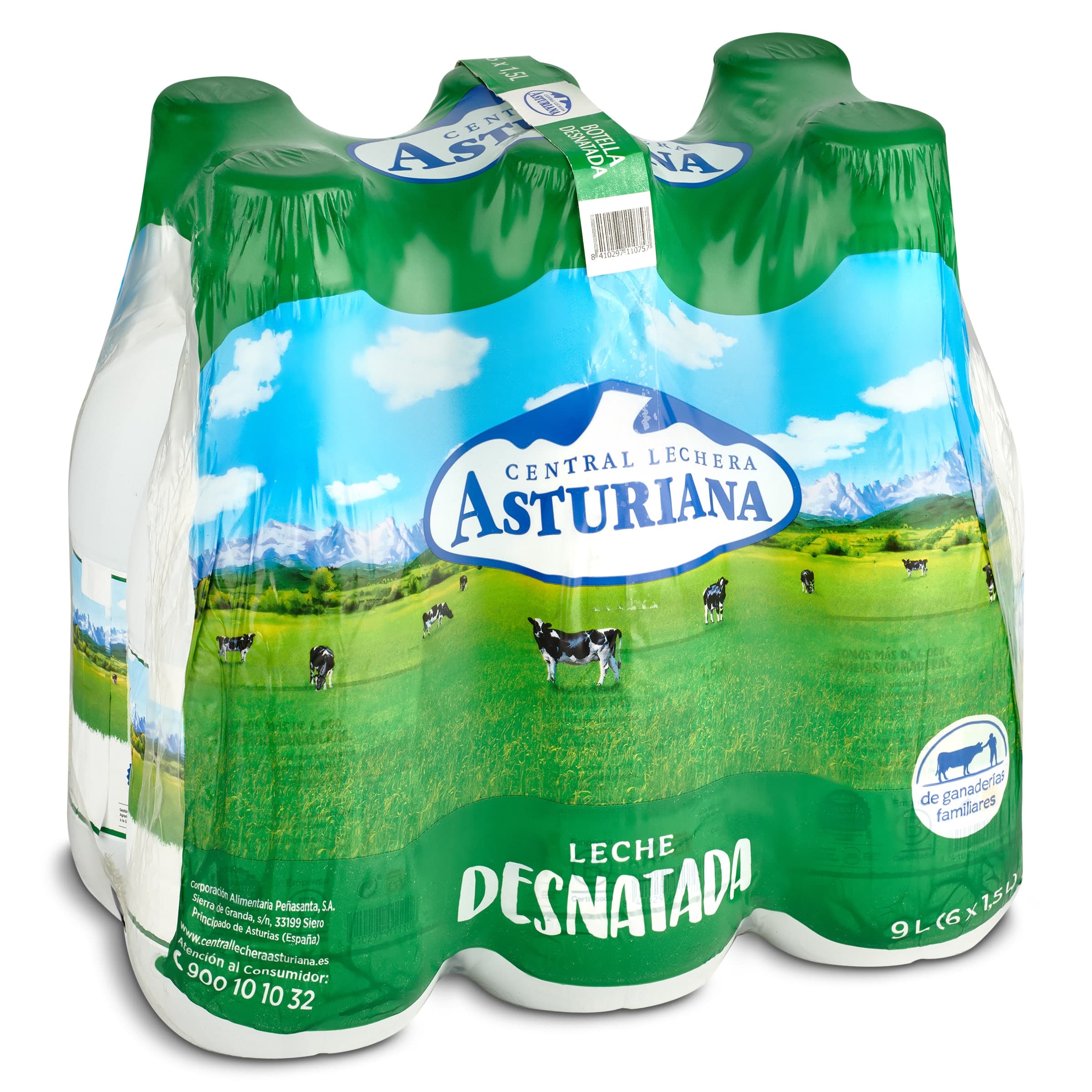 Leche desnatada Central Lechera Asturiana pack 6 x 1.5 L