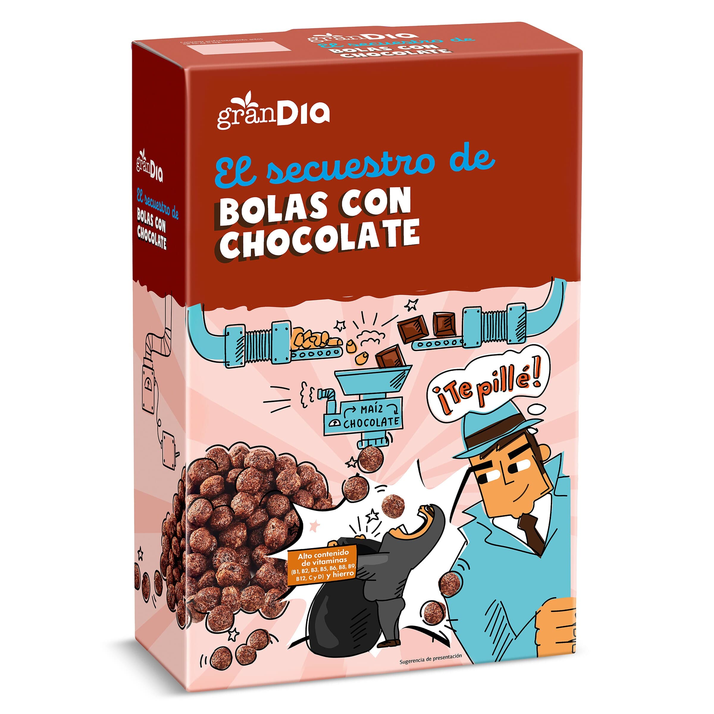 Cereales de bolas con chocolate Gran Dia caja 500 g