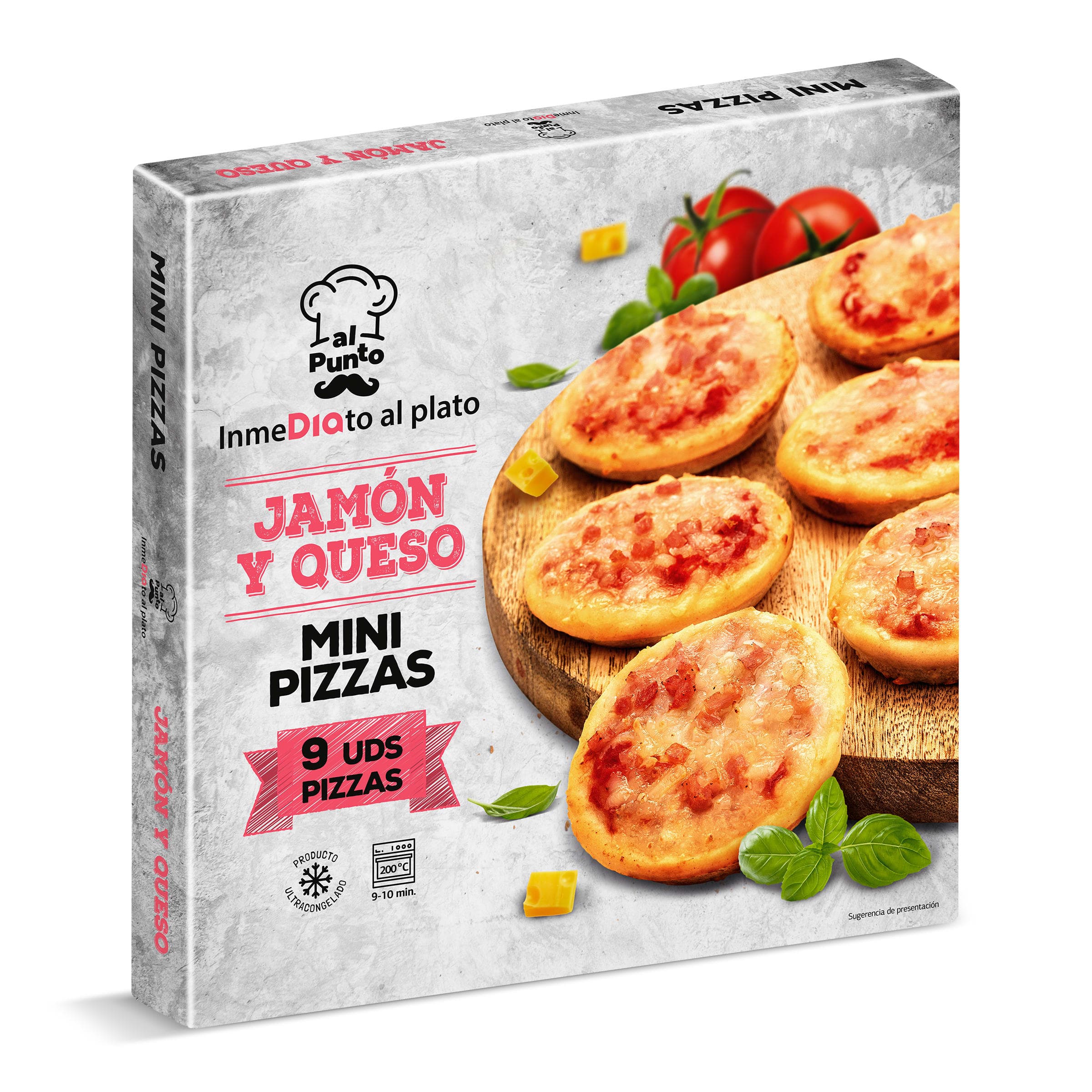 Mini pizzas de jamón y queso Dia Al Punto 270 g